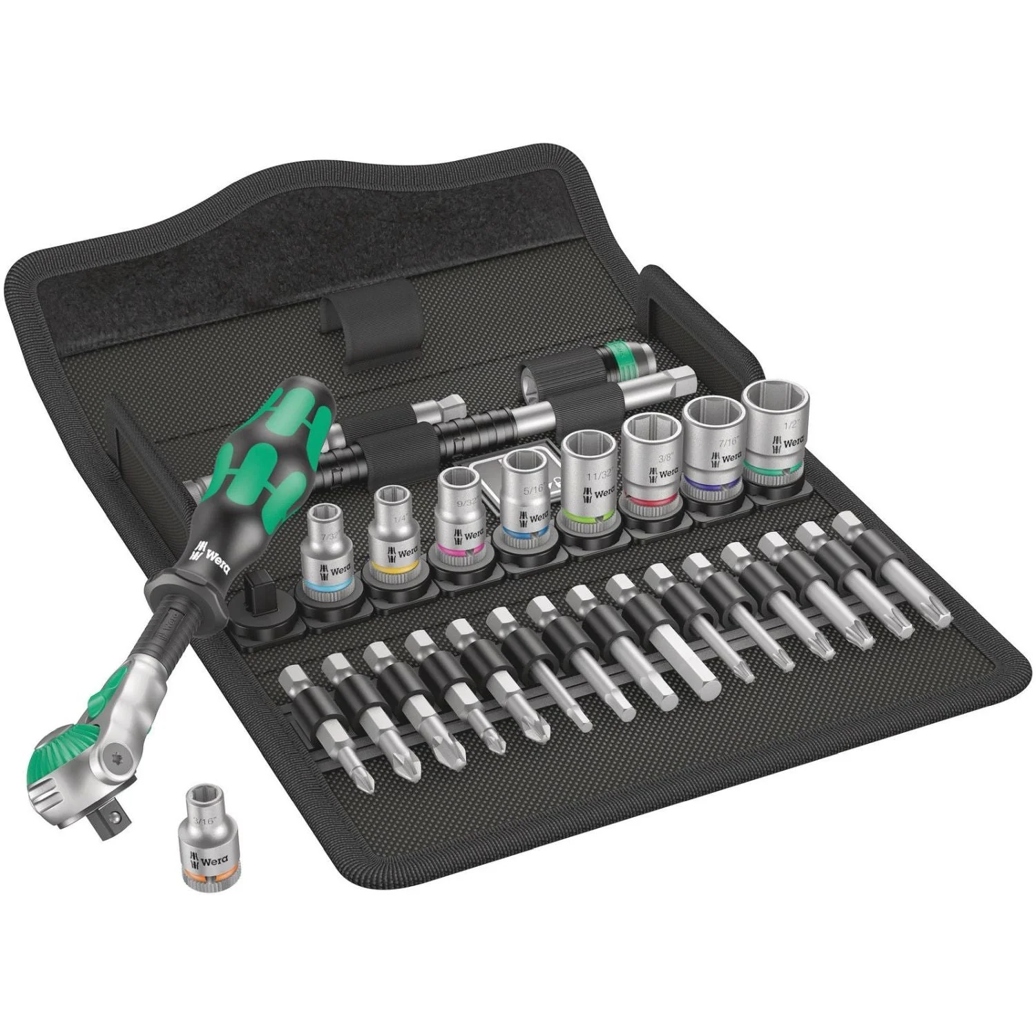 Wera 8100 Sa 9 Zyklop Speed Ratchet Set, 1/4-in. Drive, Imperial, 28-Pieces - Image 2