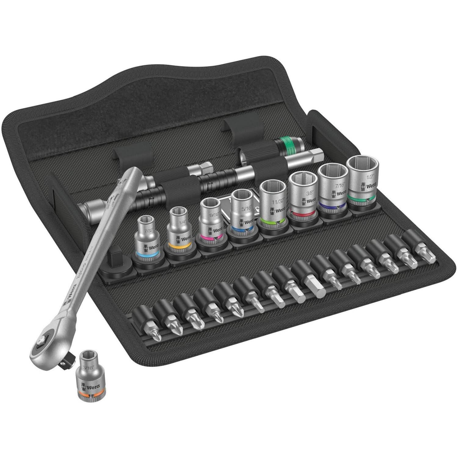 Wera 8100 Sa 10 Zyklop Metal Ratchet Set With Push-Through Square, 1/4-in. Drive, Imperial, 28-Pieces - Image 2