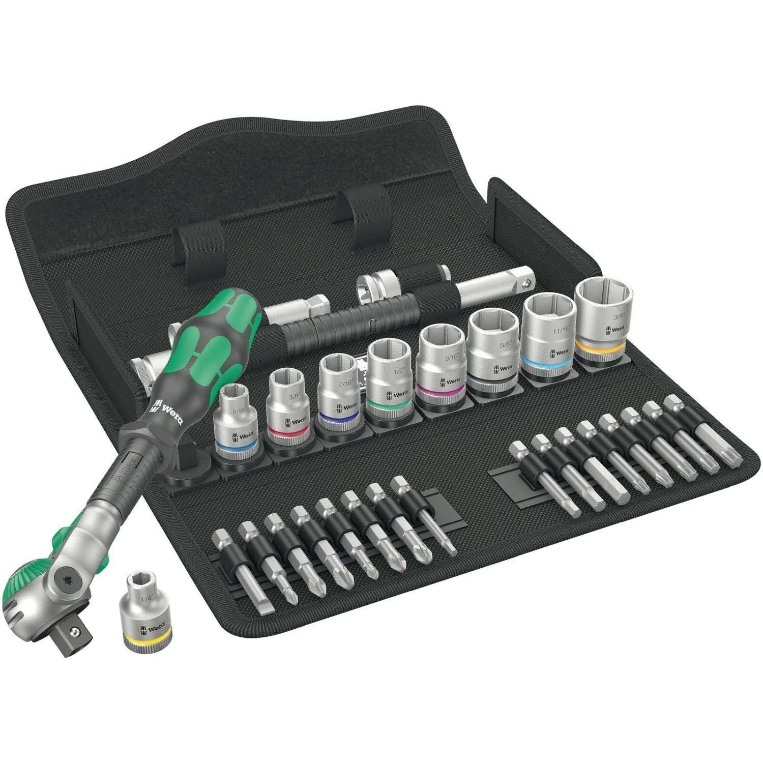 Wera 8100 SB 9 Zyklop Speed Ratchet Set, 3/8-in. Drive, Imperial, 29-Pieces - Image 1
