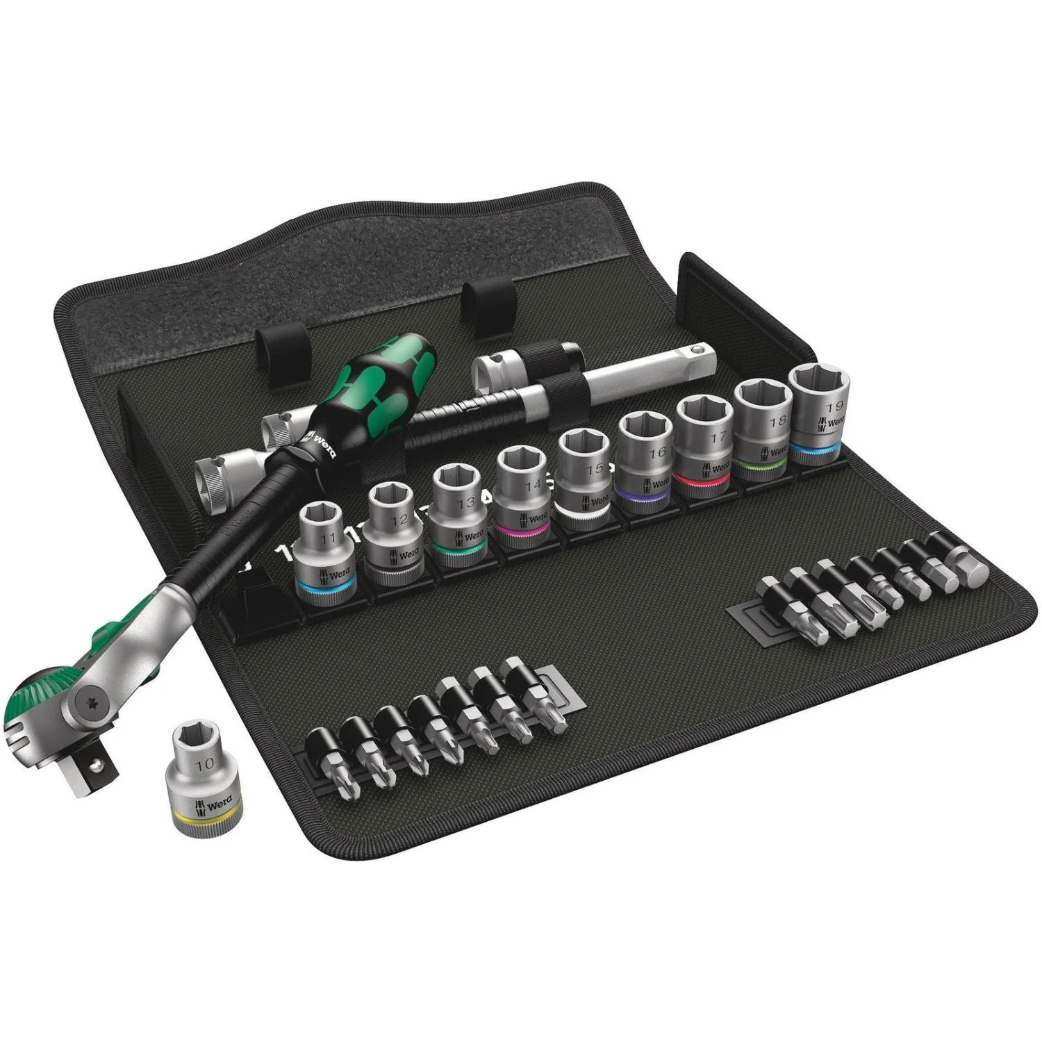 Wera 8100 Sc 6 Zyklop Speed Ratchet Set, 1/2-in. Drive, Metric, 28-Pieces - Image 1