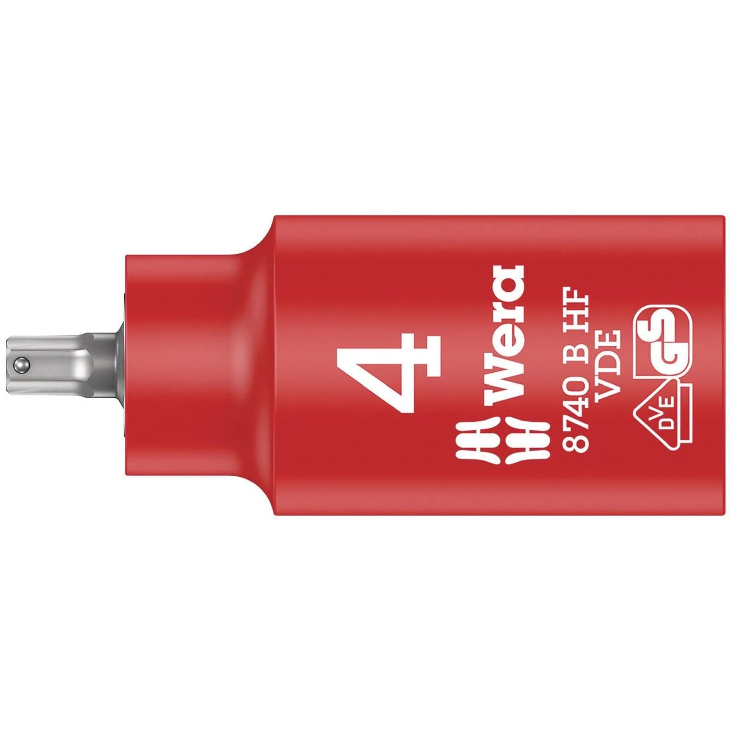 Wera 8740 B VDE Hf Zyklop Hex Bit Socket, Insulated, With Holding Function, 3/8-in. Drive, 4x55-mm. - Image 1