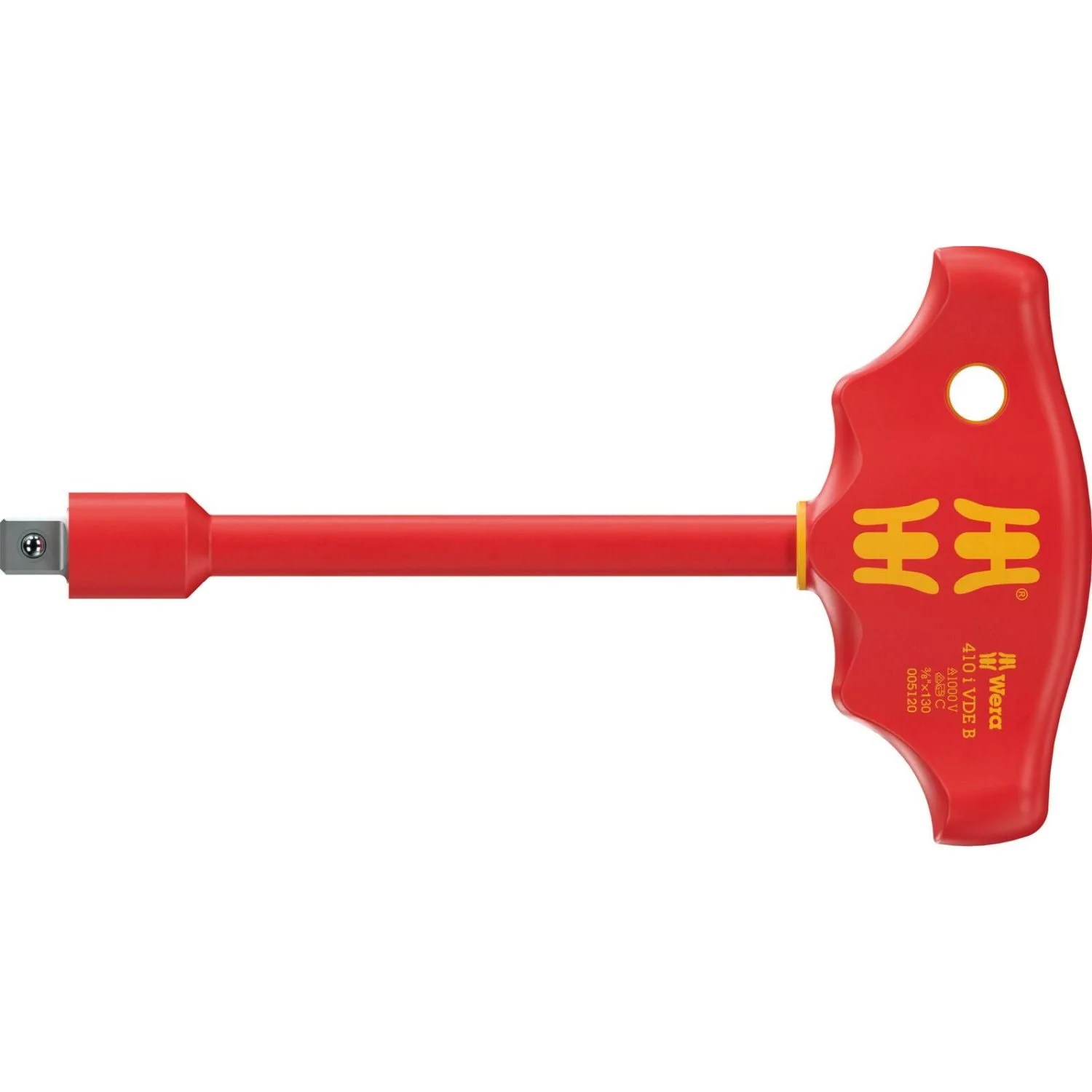 Wera 410 I VDE B Vde-insulated T-Handle Adapter Screwdriver For 3/8-in. Sockets, 3/8-in.x130-mm. - Image 2