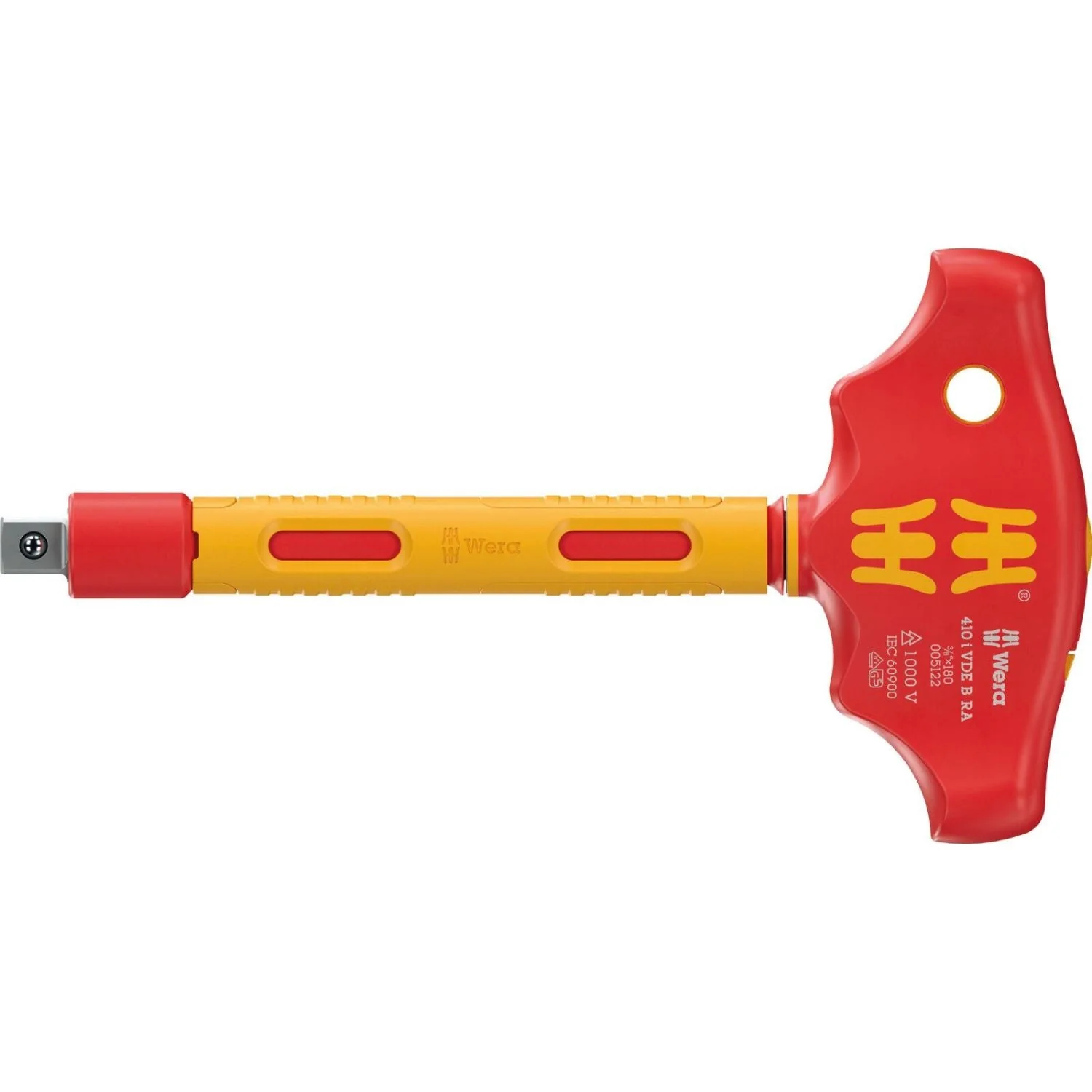 Wera 410 I VDE B Ra Vde-insulated T-Handle Adapter Screwdriver With Ratchet Functionality For 3/8-in. Sockets, 3/8-in.x130-mm. - Image 2