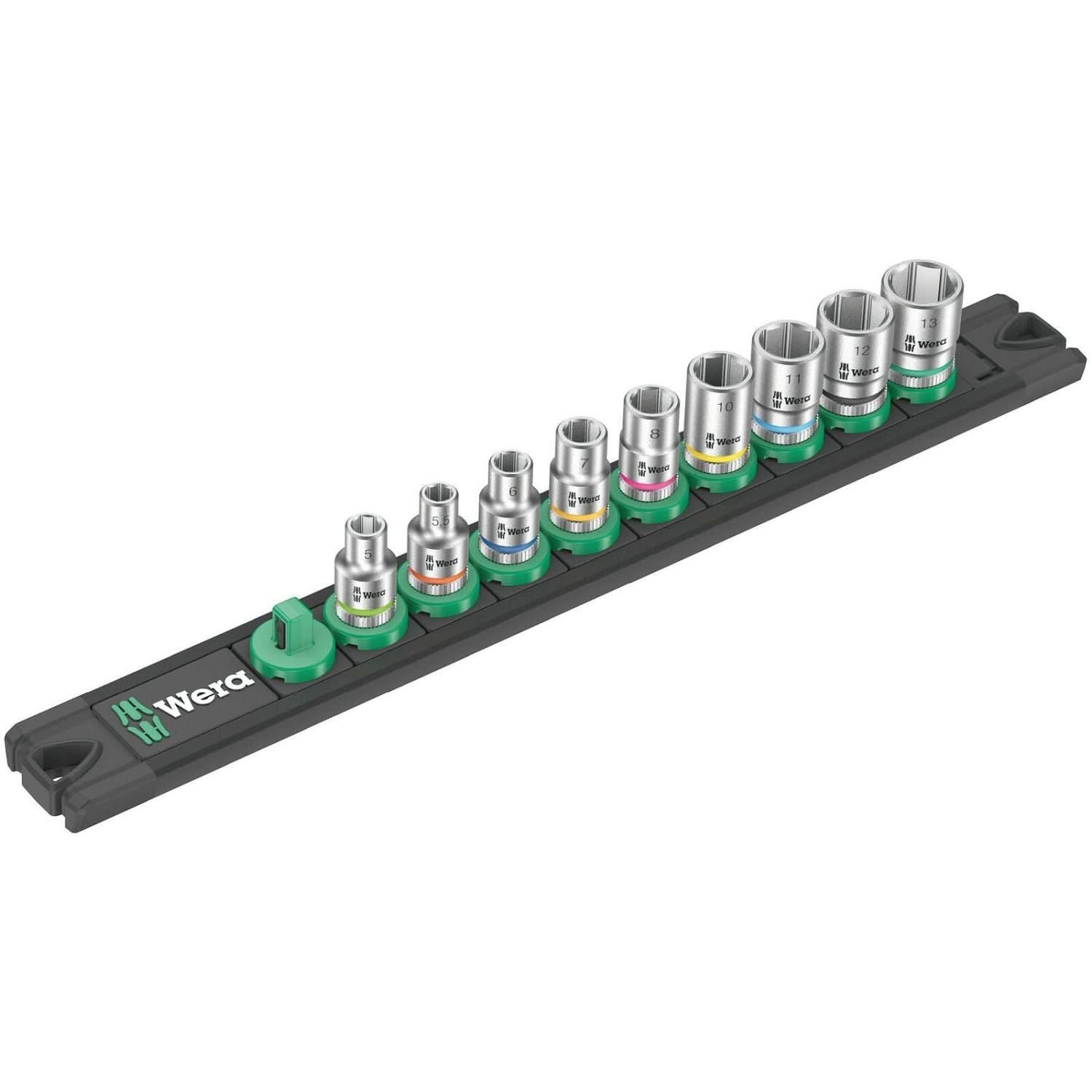 Wera Magnetic Socket Rail A 4 Zyklop Socket Set, 1/4-in. Drive, 9-Pieces - Image 1