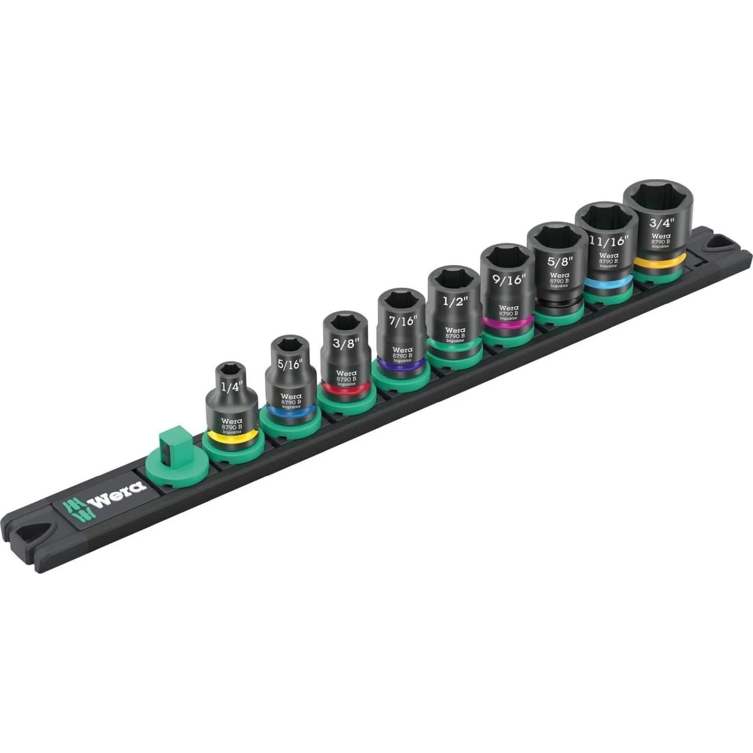 Wera 9608 Magnetic Rail B Impaktor Imperial 1, 9-Pieces - Image 2