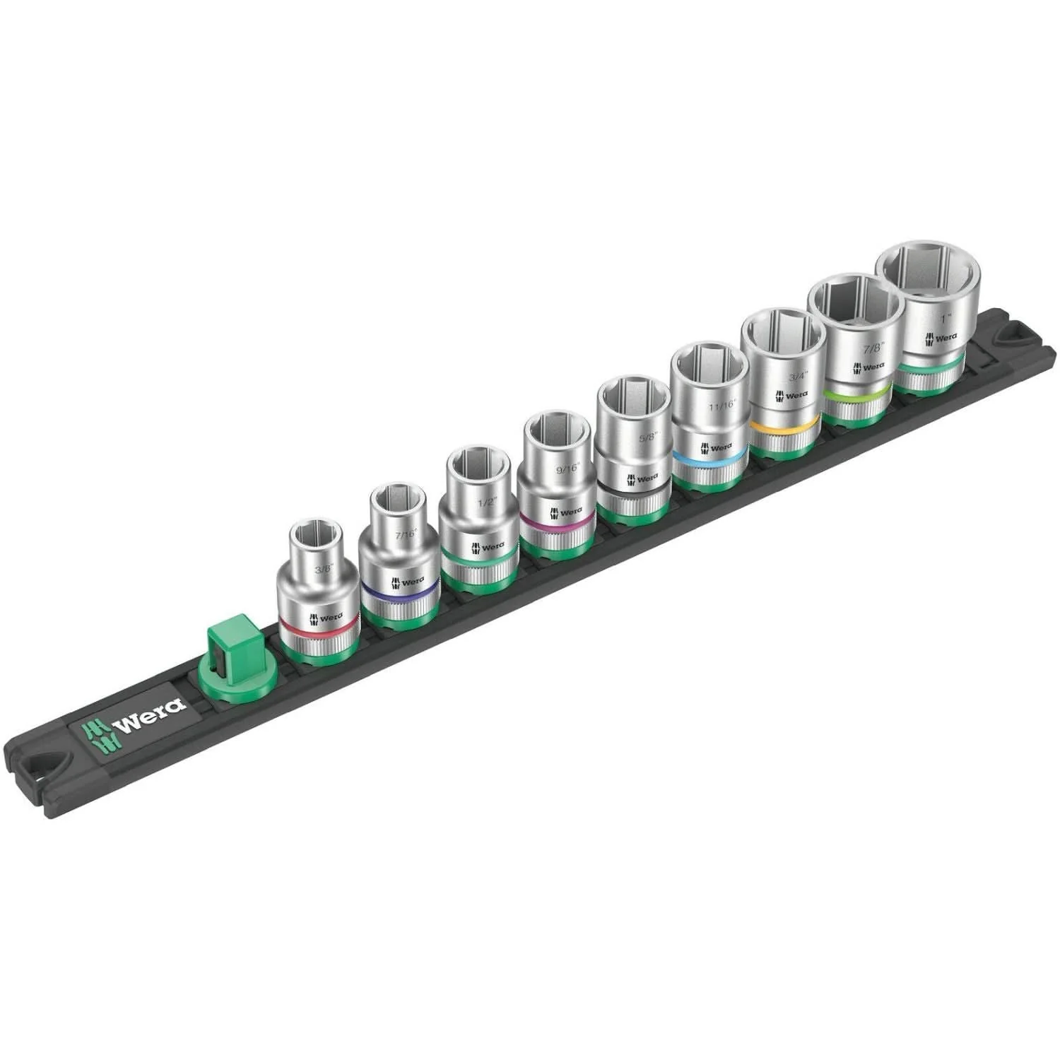 Wera Magnetic Socket Rail C Imperial 1 Zyklop Socket Set, 1/2-in. Drive, Imperial, 9-Pieces - Image 1