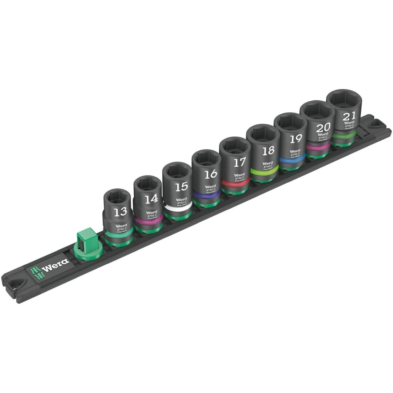 Wera Magnetic Socket Rail C Impaktor 1 Socket Set, 1/2-in. Drive, 9-Pieces - Image 2