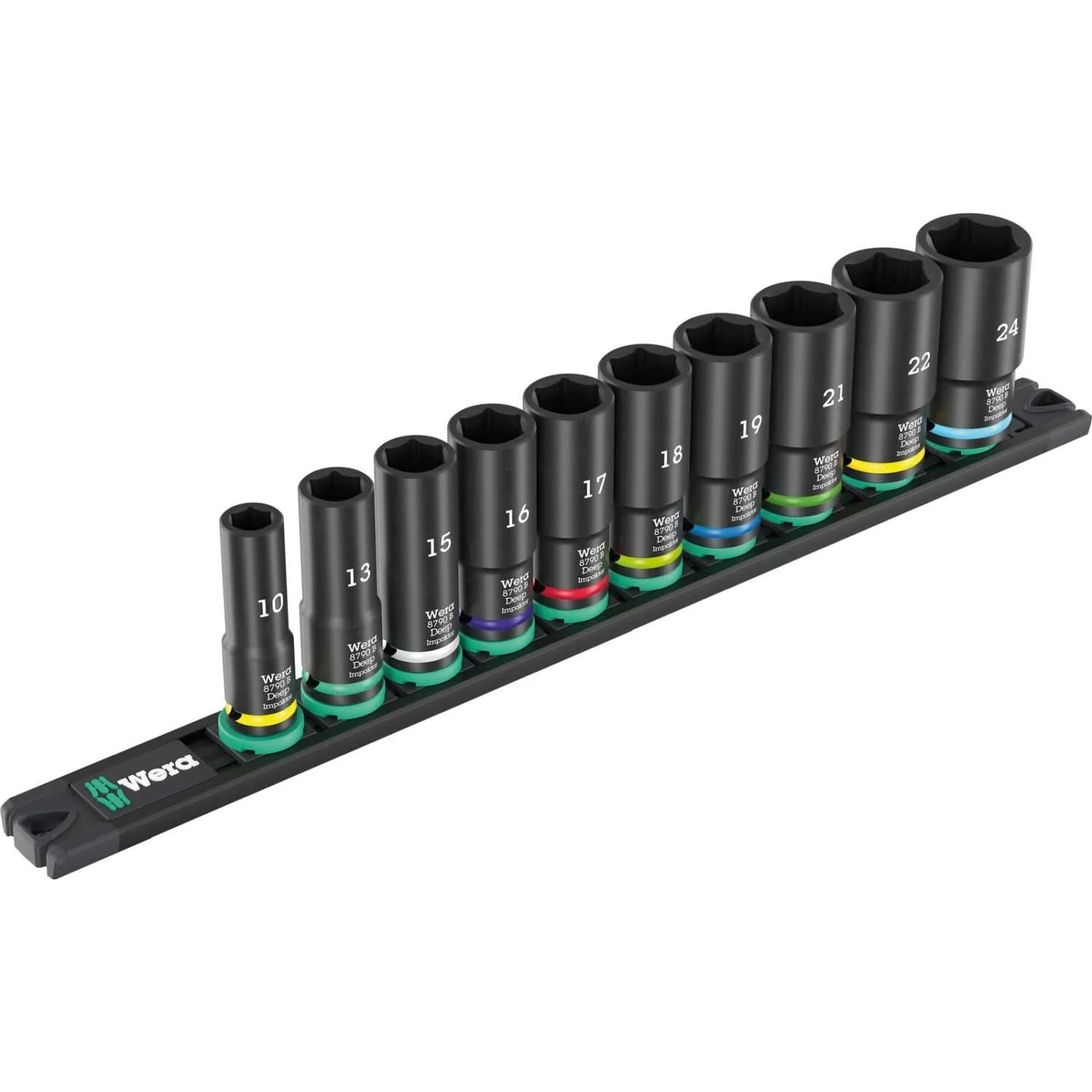 Wera 9660 Magnetic Rail B Impaktor Deep 1 Socket Set, 3/8-in. Drive, 10-Pieces - Image 1
