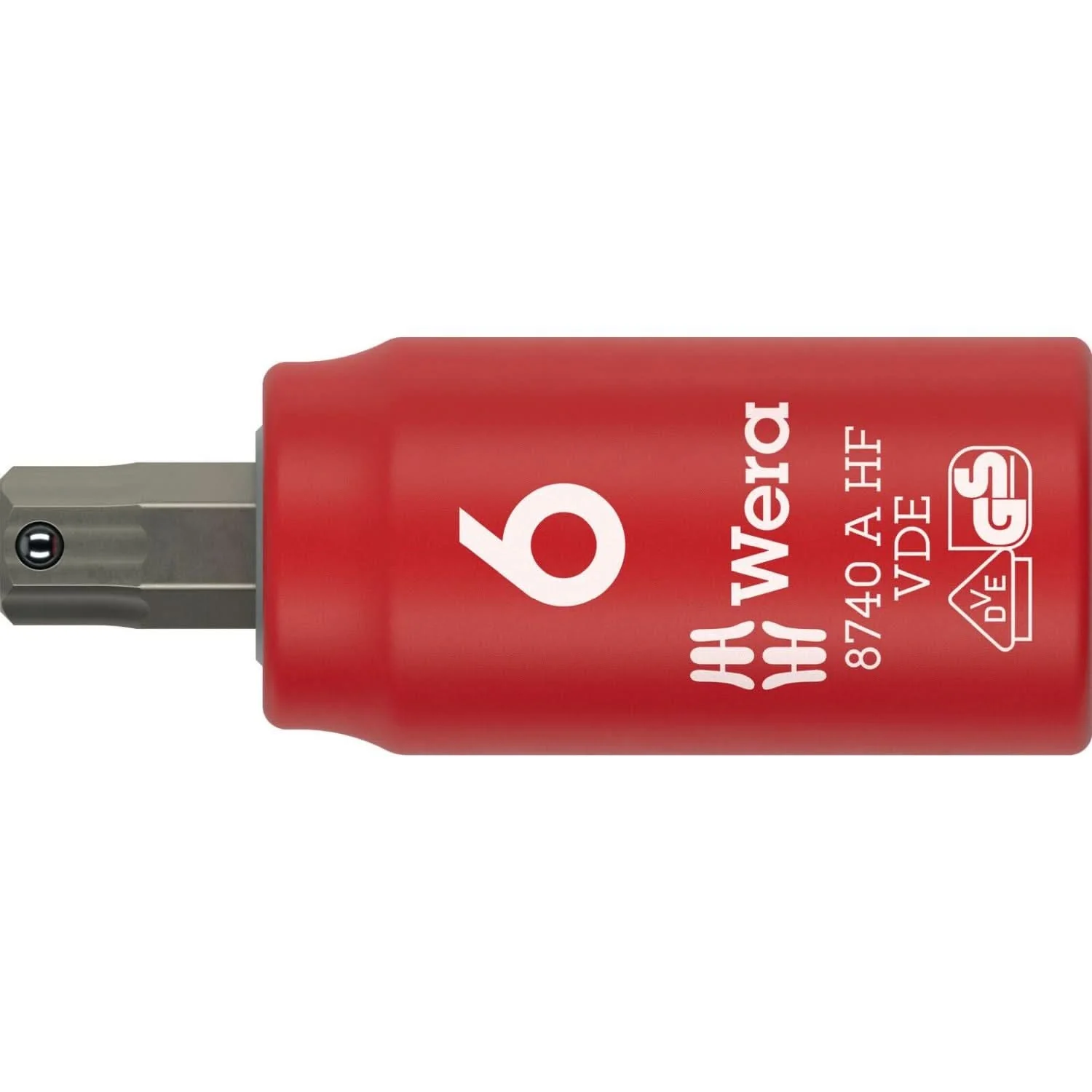 Wera 8740 A VDE Hf Zyklop Bit Socket, Insulated, With 1/4-in. Drive, With Holding Function For Hexagonal Socket Screws, 6x45-mm. - Image 1
