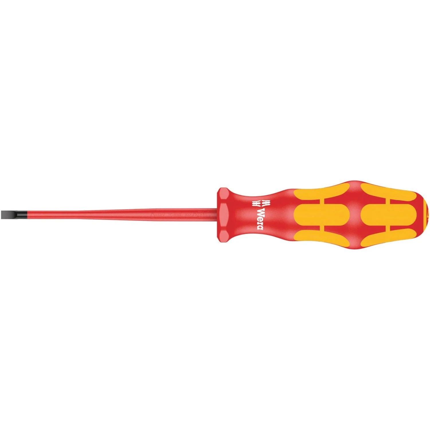 Wera 160 Is VDE Insulated Screwdriver With Reduced Blade Diameter For Slotted Screws, 0.8x4x100-mm. - Image 1