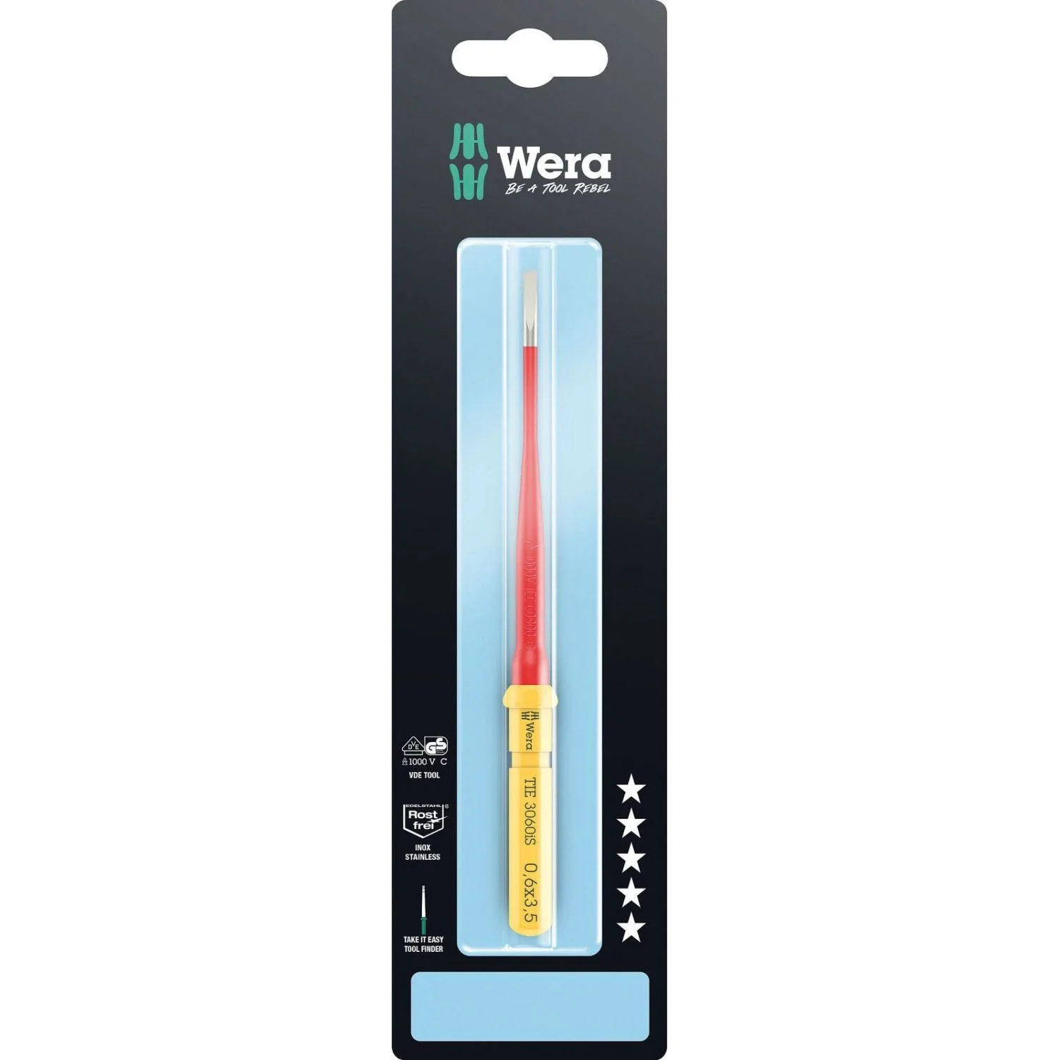 Wera Kraftform Kompakt VDE 3060 Is Take It Easy SB, Edelstahl, 0.6x3.5x157-mm. - Image 2