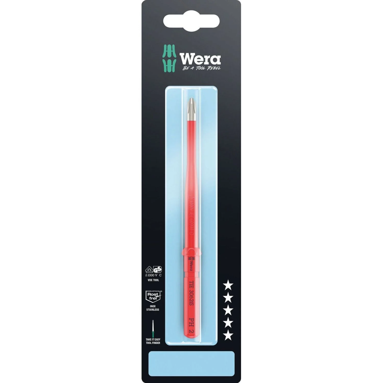 Wera Kraftform Kompakt VDE 3062 Is Take It Easy SB, Stainless Steel, Ph 2x157-mm. - Image 2