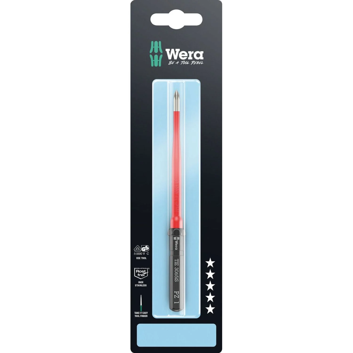 Wera Kraftform Kompakt VDE 3065 Is Pz Take It Easy SB, Stainless Steel, Pz 1x157-mm. - Image 2