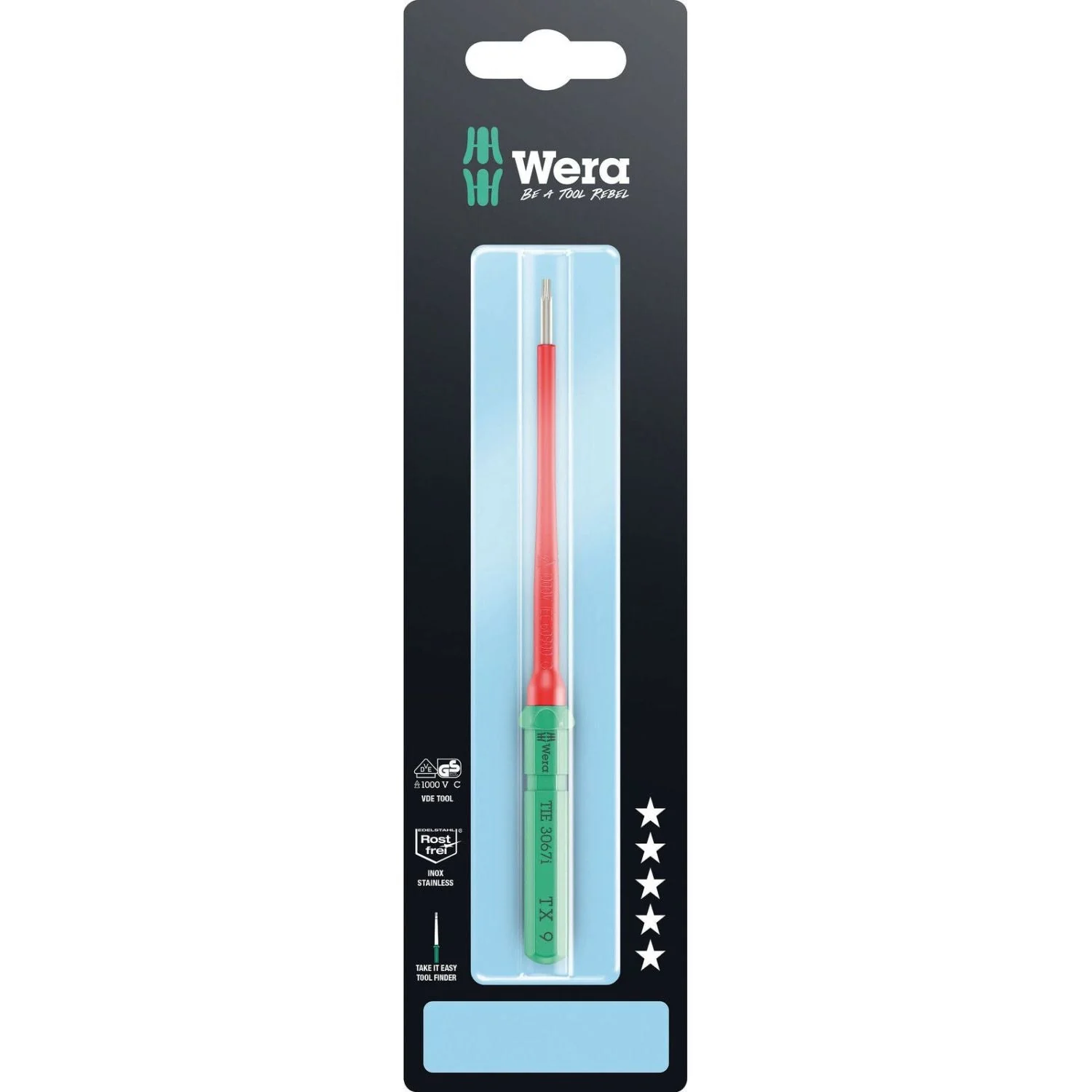 Wera Kraftform Kompakt VDE 3067 I Torx Take It Easy SB, Stainless Steel, Torx 9x157-mm. - Image 1