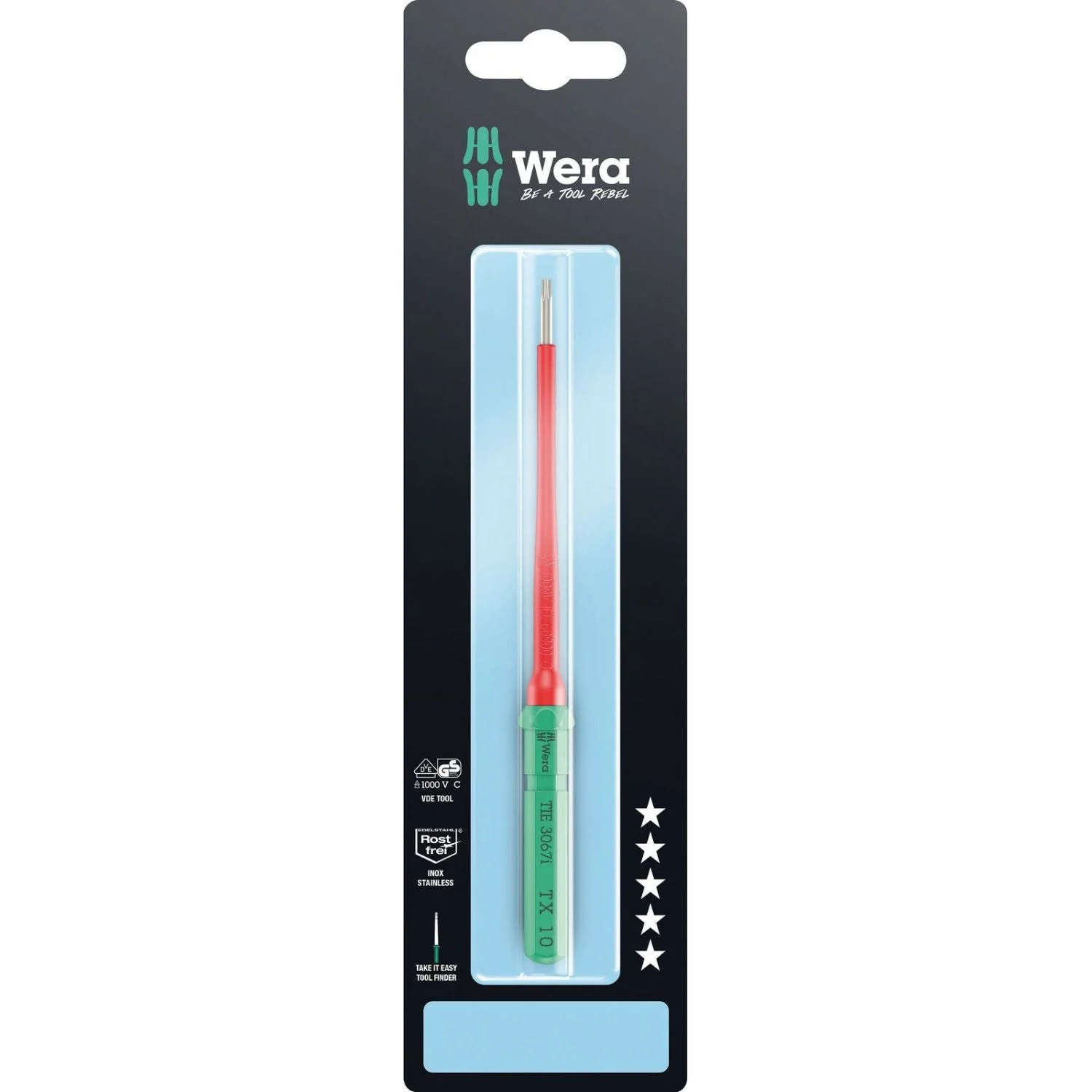 Wera Kraftform Kompakt VDE 3067 I Torx Take It Easy SB, Stainless Steel, Torx 10x157-mm. - Image 1