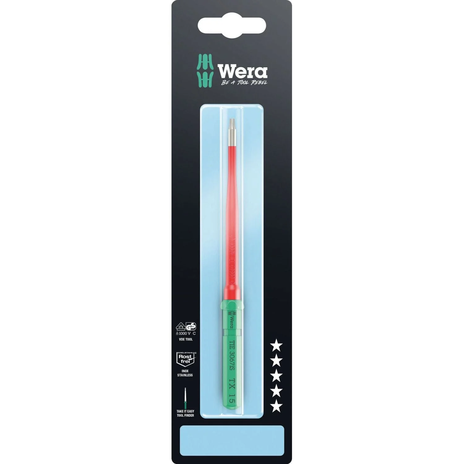 Wera Kraftform Kompakt VDE 3067 Is Torx Take It Easy SB, Stainless Steel, Torx 15x157-mm. - Image 1