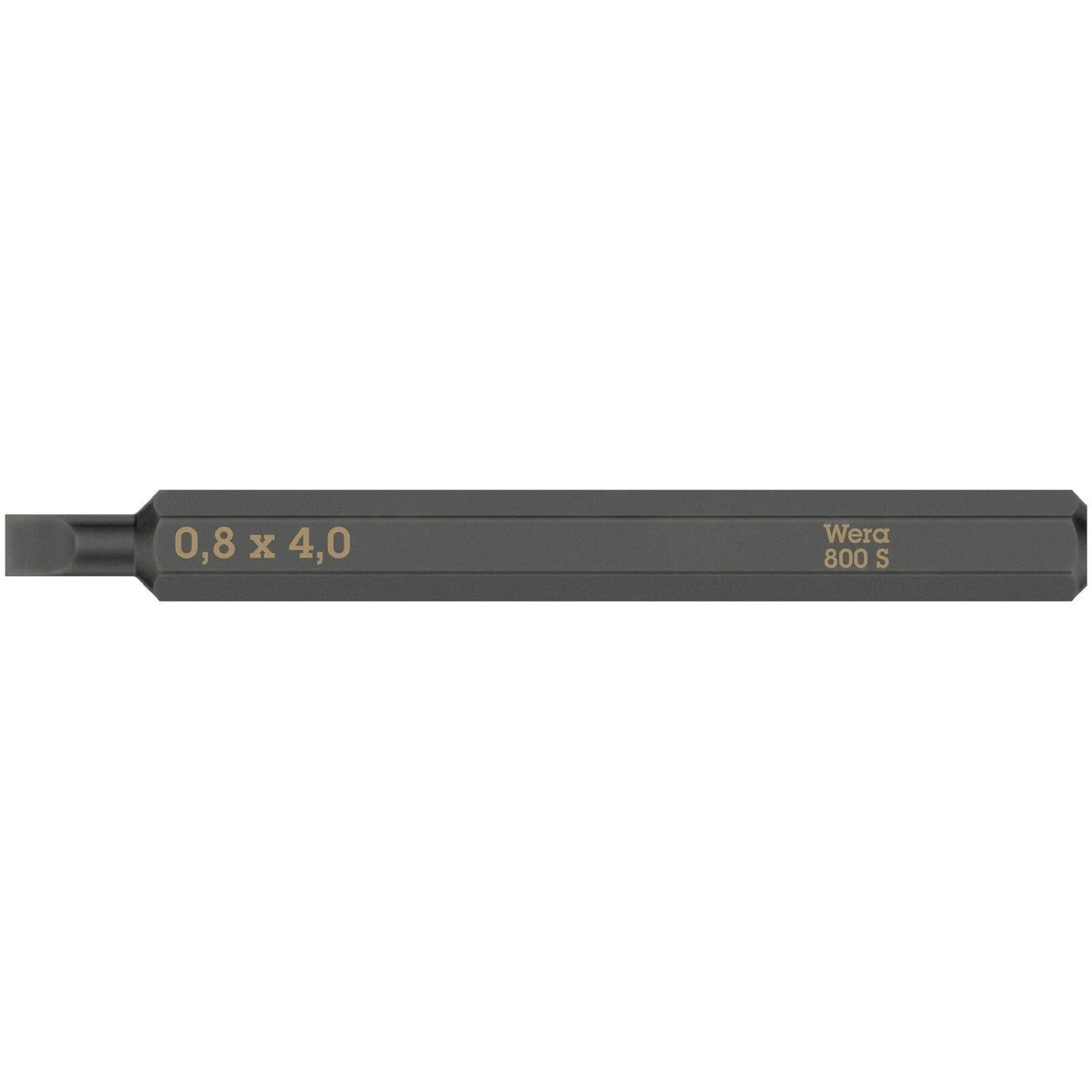 Wera 800 S Slotted Bit For Impact Screwdrivers, 0.8x4x70-mm. - Image 1