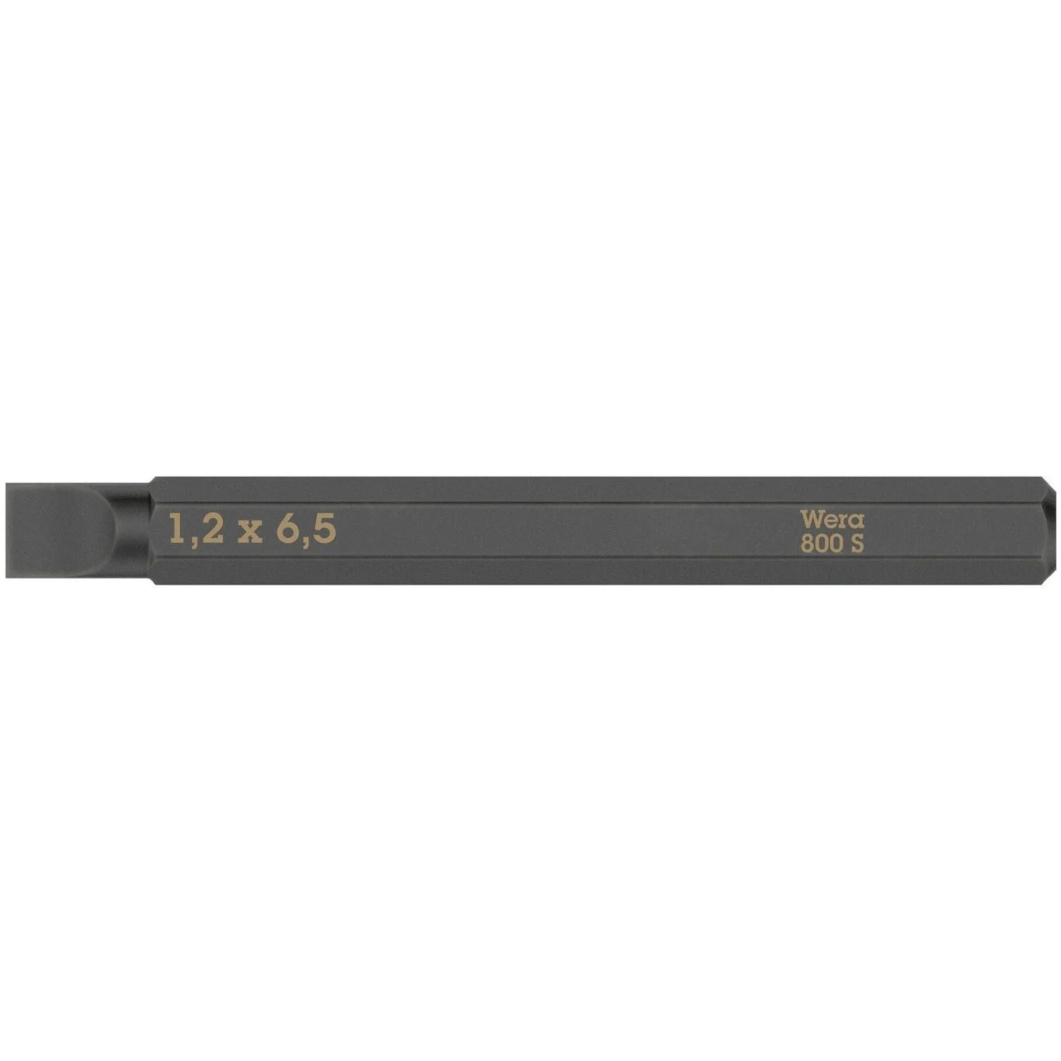 Wera 800 S Slotted Bit For Impact Screwdrivers, 1.2x6.5x70-mm. - Image 1