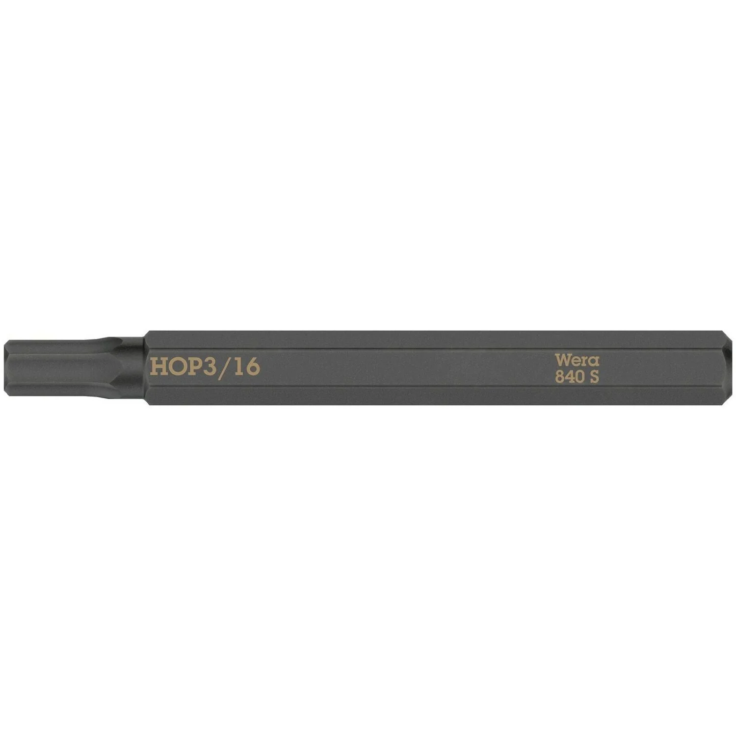 Wera 840 S Hex-Plus Bit For Impact Screwdrivers, 3/16-in.x70-mm. - Image 1