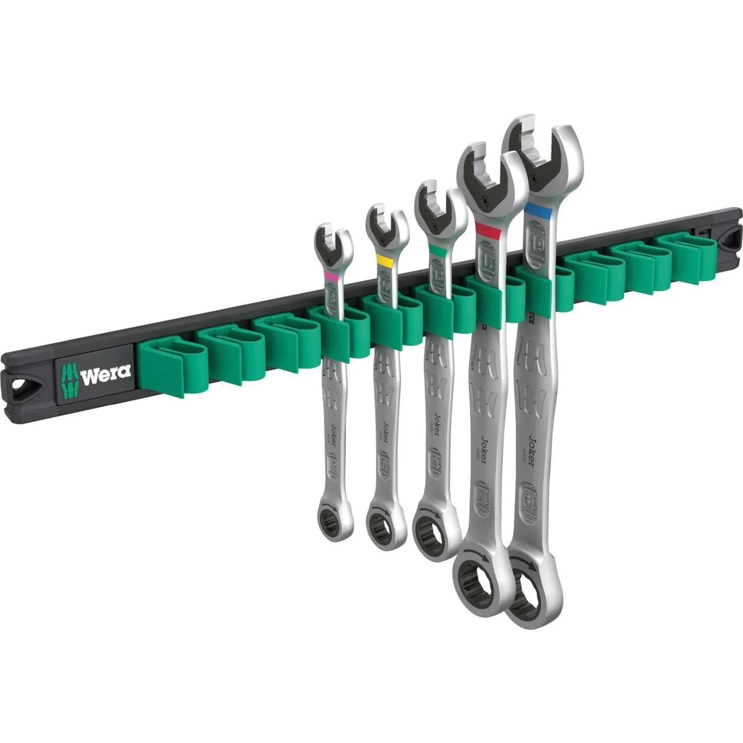 Wera 9631 Magnetic Rail 6000 Joker 2 Ratcheting Combination Wrenches Set, 5-Pieces - Image 2