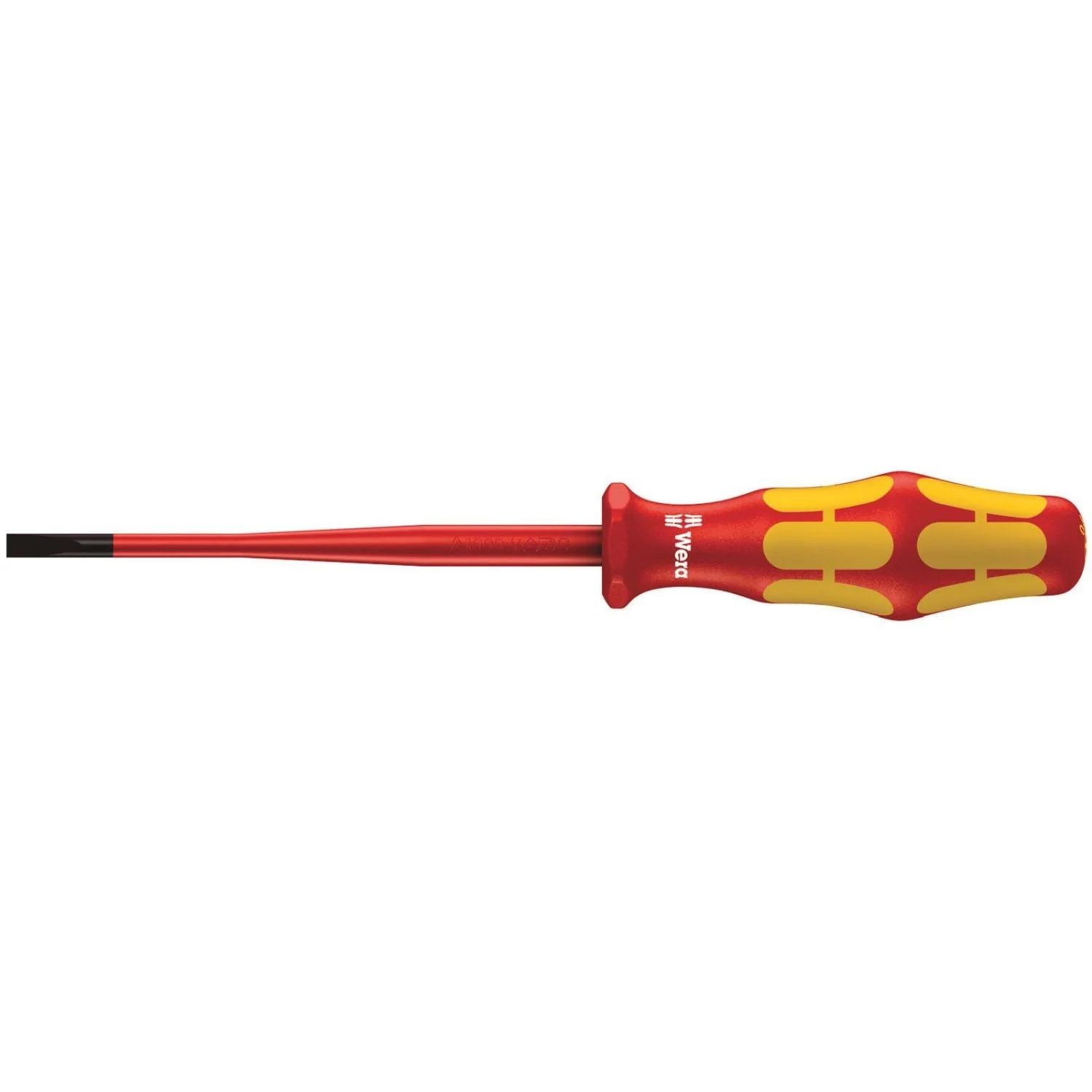 Wera 160 Iss VDE Insulated Screwdriver With Reduced Blade And Handle Diameter For Slotted Screws, 0.8x4x100-mm. - Image 1