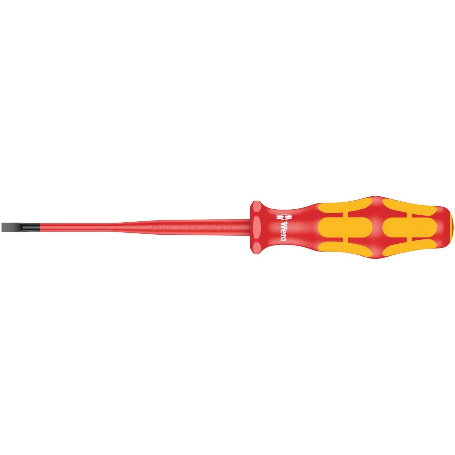 Wera 160 Iss VDE Insulated Screwdriver With Reduced Blade And Handle Diameter For Slotted Screws, 0.8x4x100-mm. - Image 2