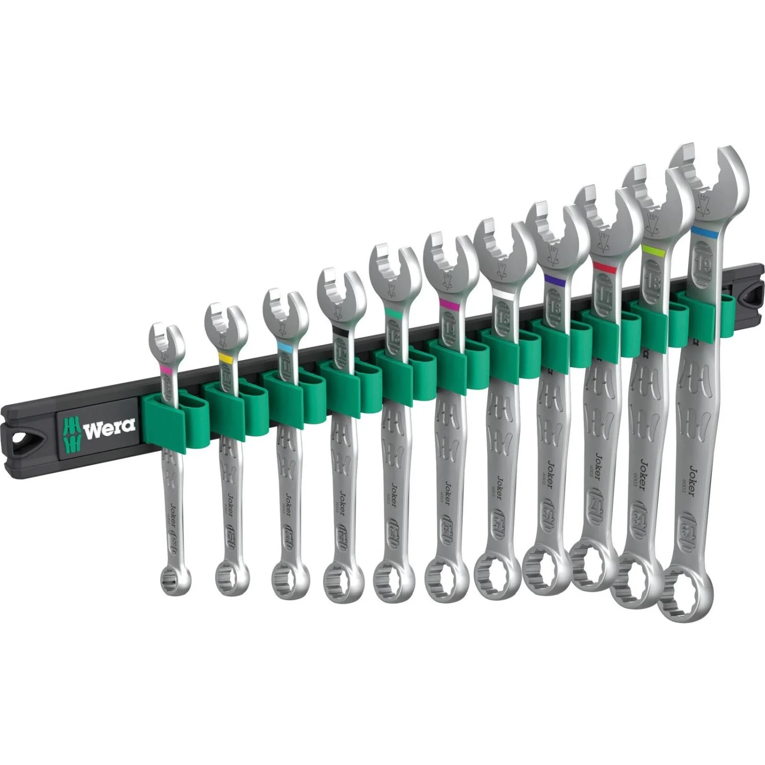 Wera 9640 Magnetic Rail 6003 Joker 1 Ring Spanner Set, 11-Pieces - Image 2