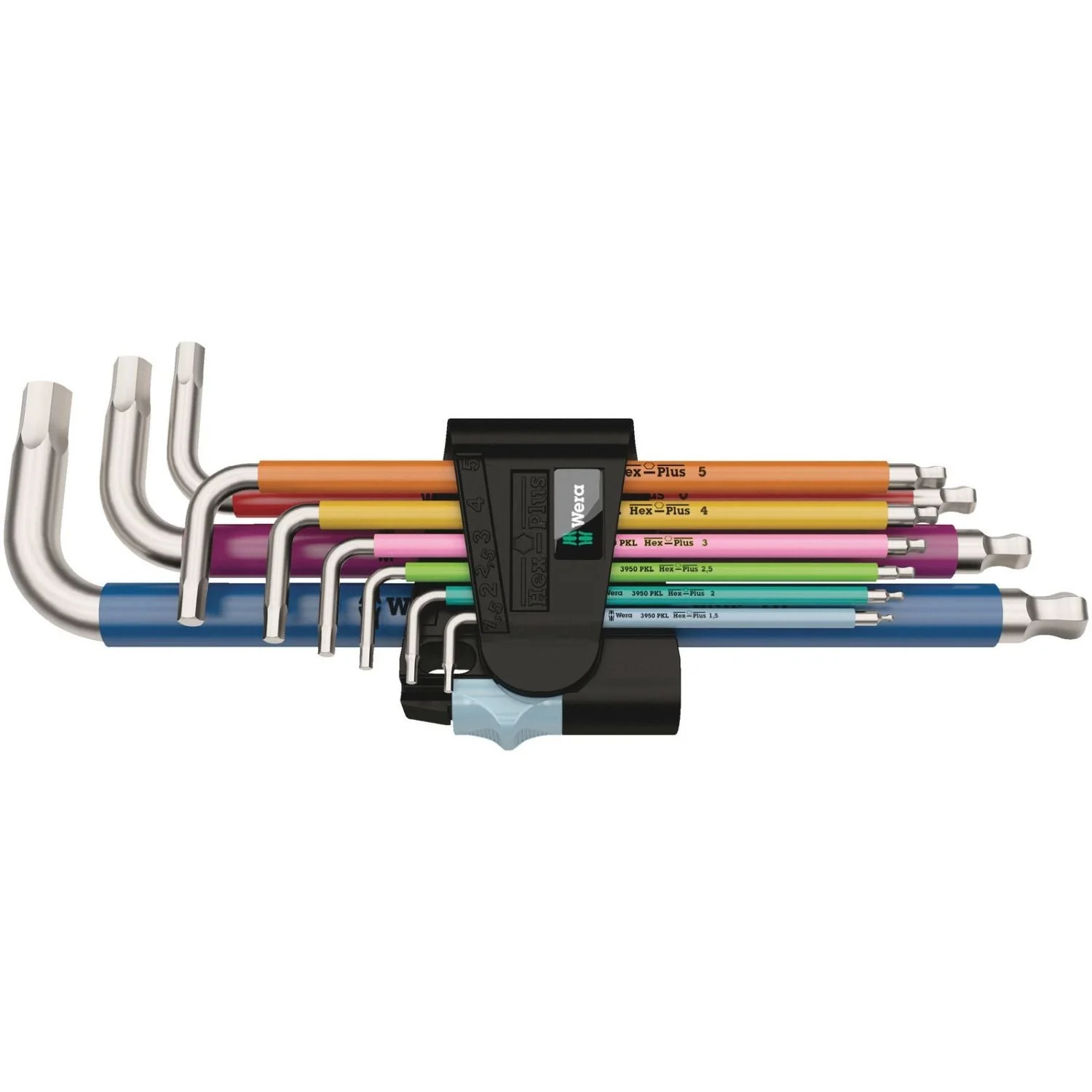 Wera 3950/9 Hex-Plus Multicolour Stainless 1 L-Key Set, Metric, Stainless, 9-Pieces - Image 2