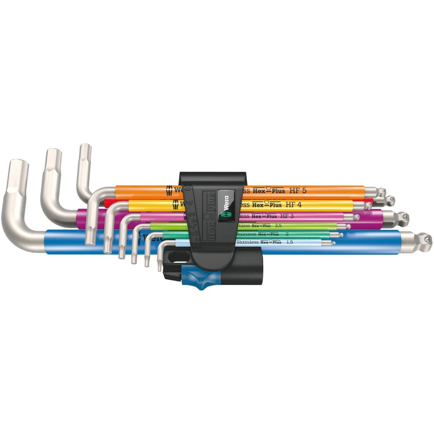 Wera 3950/9 Hex-Plus Multicolour Hf Stainless 1 L-Key Set, Metric, Stainless Steel, With Holding Function, 9-Pieces - Image 2