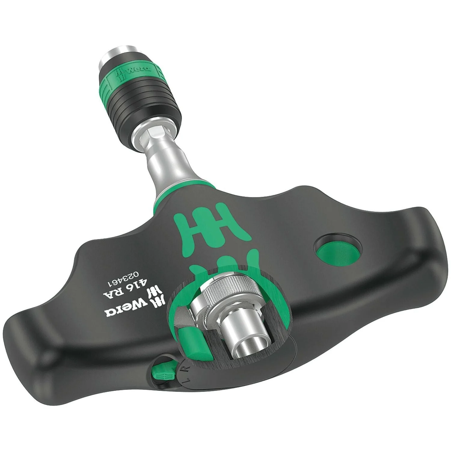Wera 416 Ra T-Handle Bitholding Screwdriver With Ratchet Function And Rapidaptor Quick-Release Chuck, 1/4-in.x45-mm. - Image 1