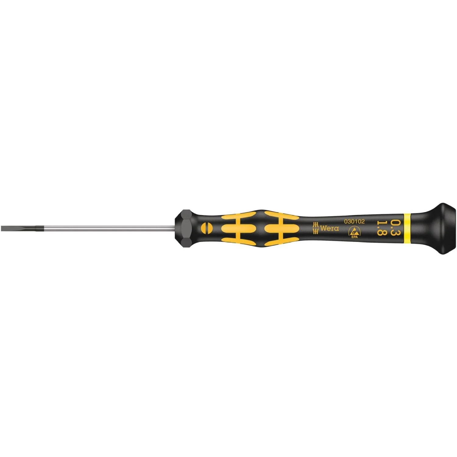 Wera 1578 A Esd Kraftform Micro Screwdriver For Slotted Screws, 0.30x1.8x60-mm. - Image 1