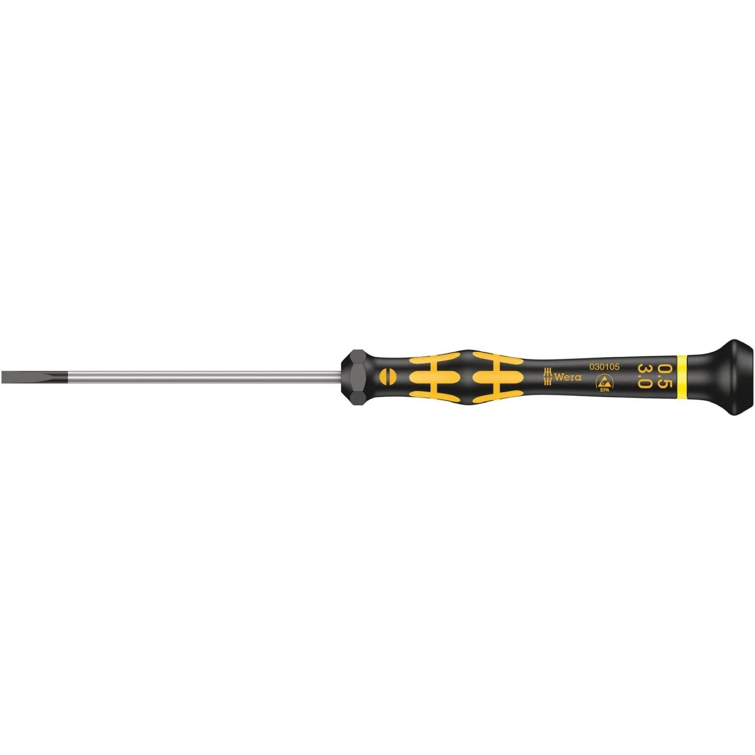 Wera 1578 A Esd Kraftform Micro Screwdriver For Slotted Screws, 0.50x3x80-mm. - Image 1