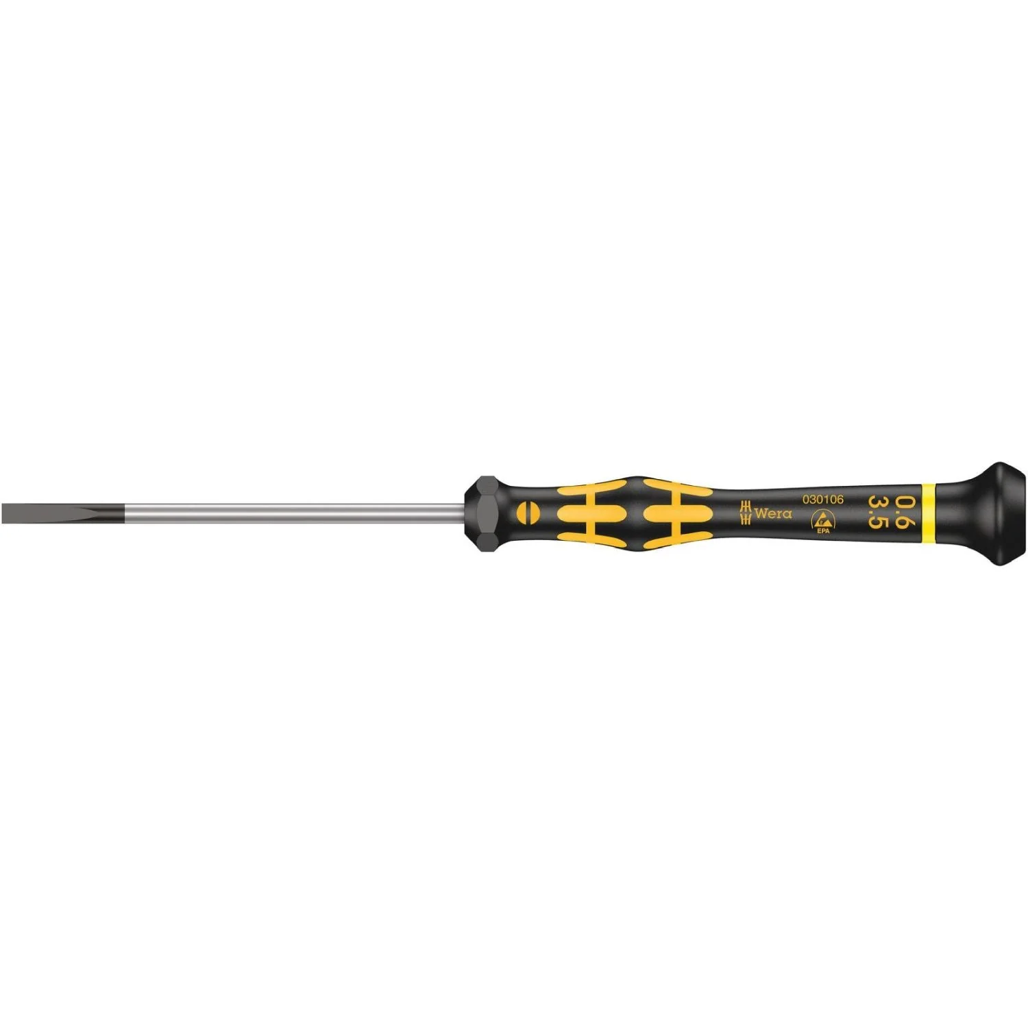 Wera 1578 A Esd Kraftform Micro Screwdriver For Slotted Screws, 0.60x3.5x80-mm. - Image 1