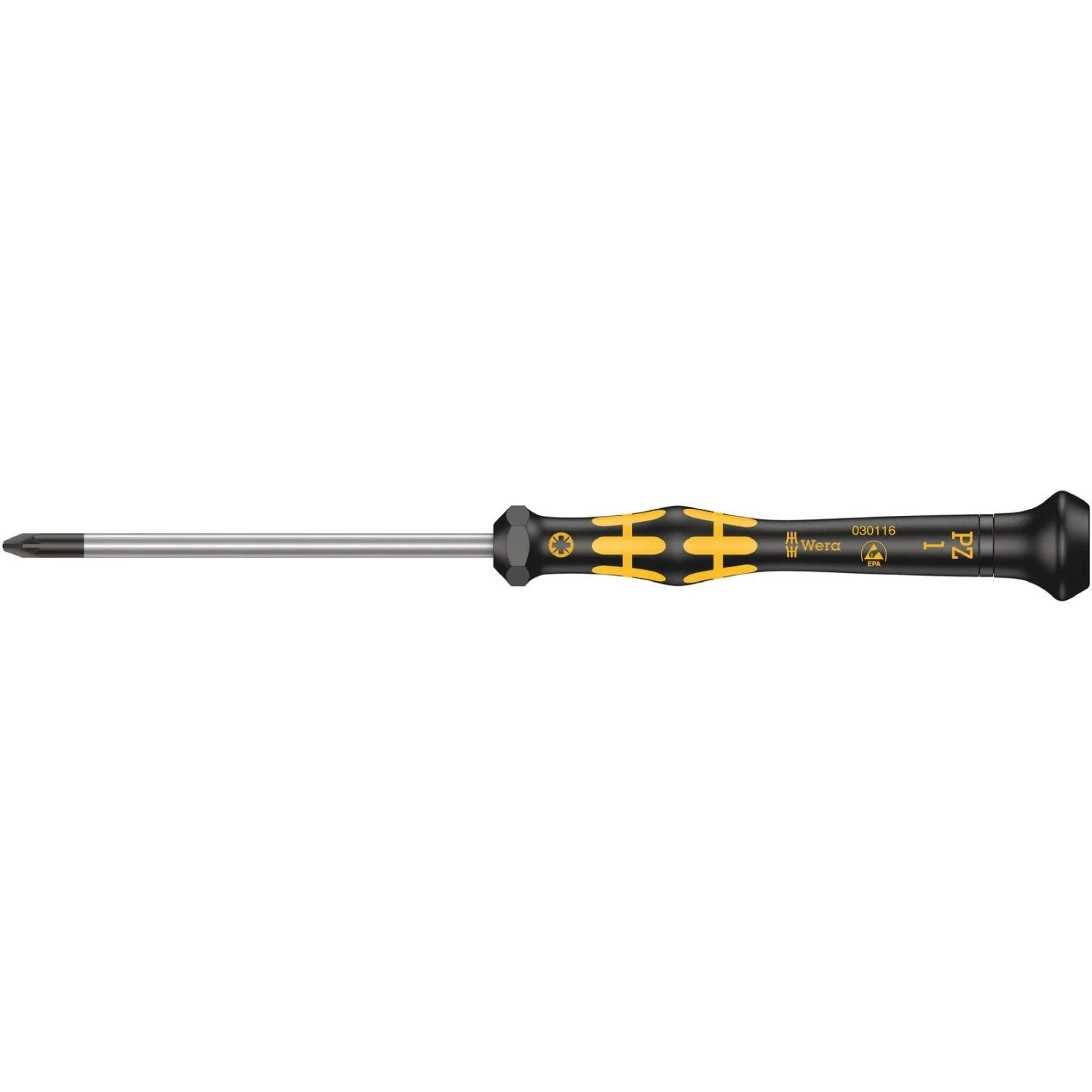 Wera 1555 Pz Esd Kraftform Micro Screwdriver For Pozidriv Screws, Pz 1x80-mm. - Image 1