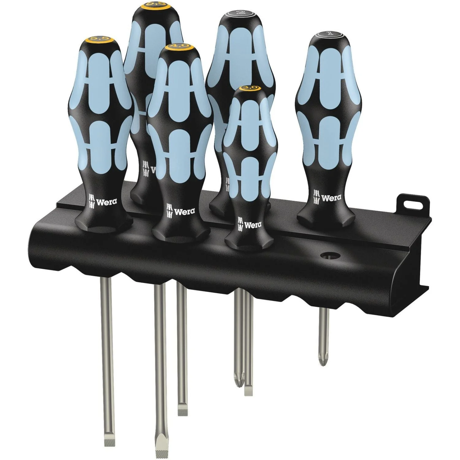 Wera 3334/3355/6 Screwdriver Set, Stainless And Rack, 6-Pieces - Image 1
