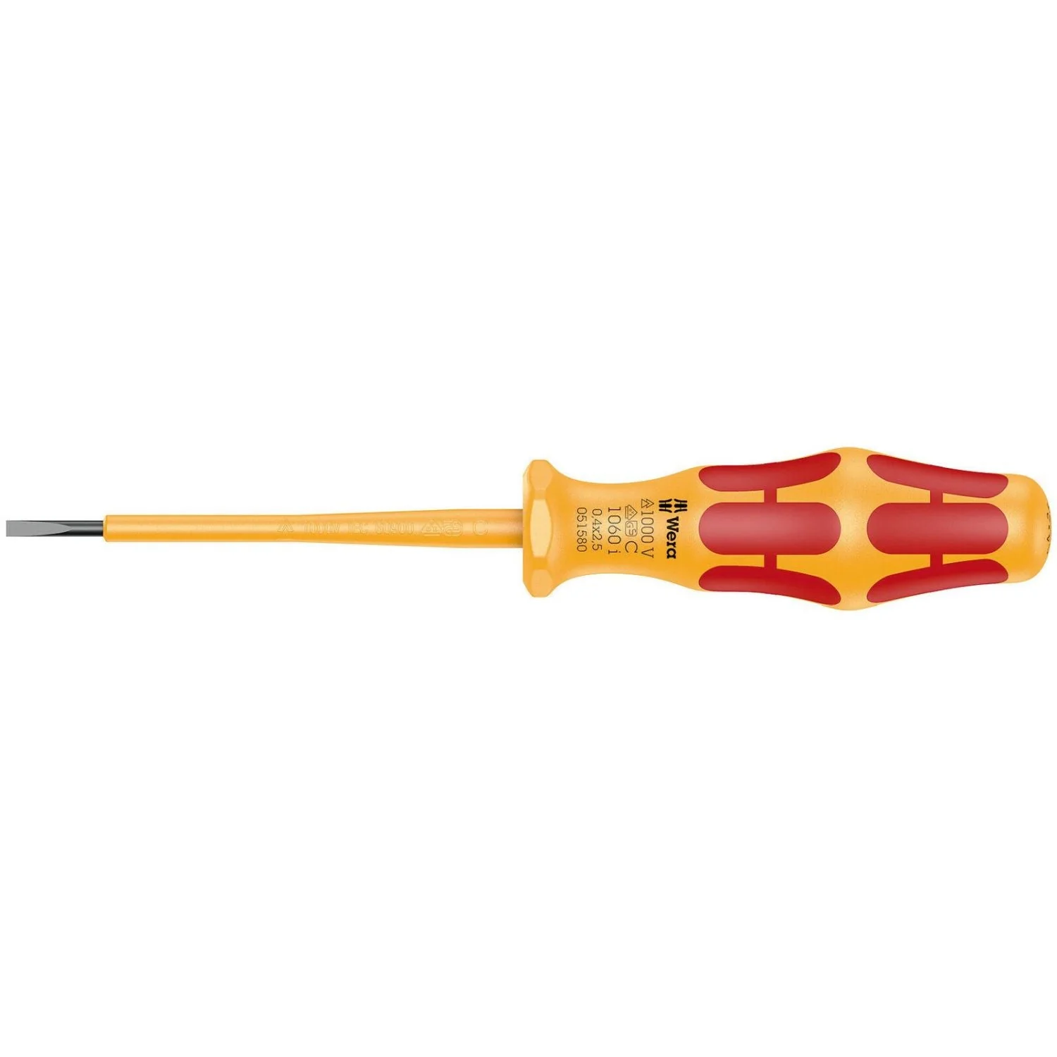 Wera 1060 I Vde-insulated Kraftform Slotted Screwdriver, 0.4x2.5x80-mm. - Image 1