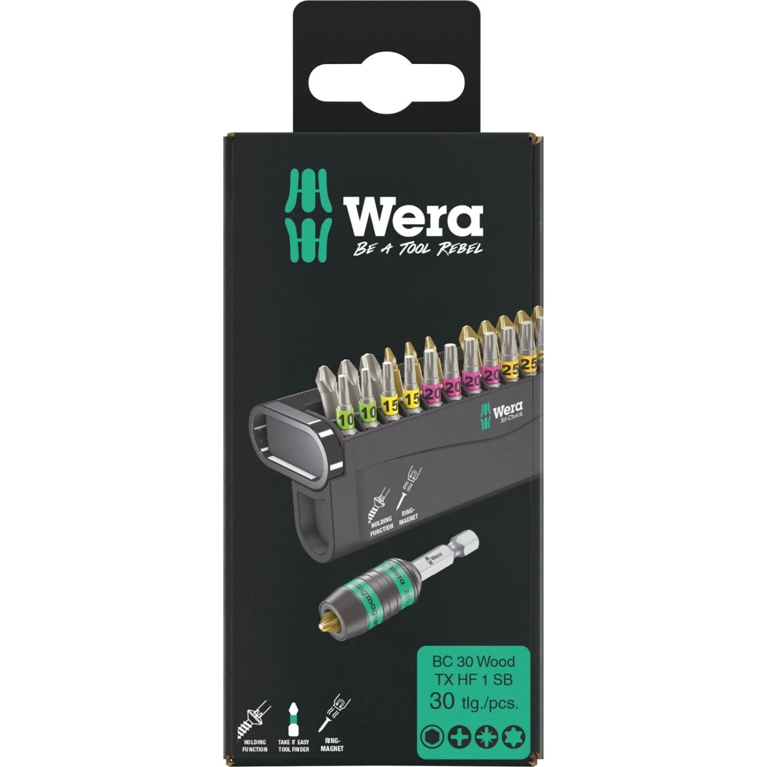 Wera Bit-Check 30 Wood Torx Hf 1 SB, 30-Pieces - Image 2