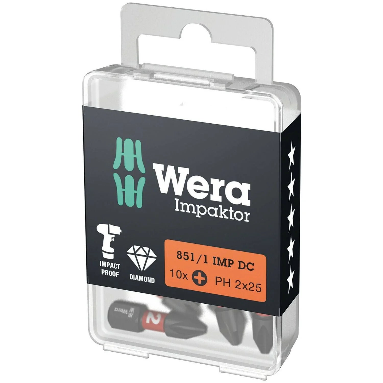 Wera 851/1 Imp Dc Ph Diy Impaktor Ph Bit, Ph 2x25-mm., 10-Pieces - Image 1