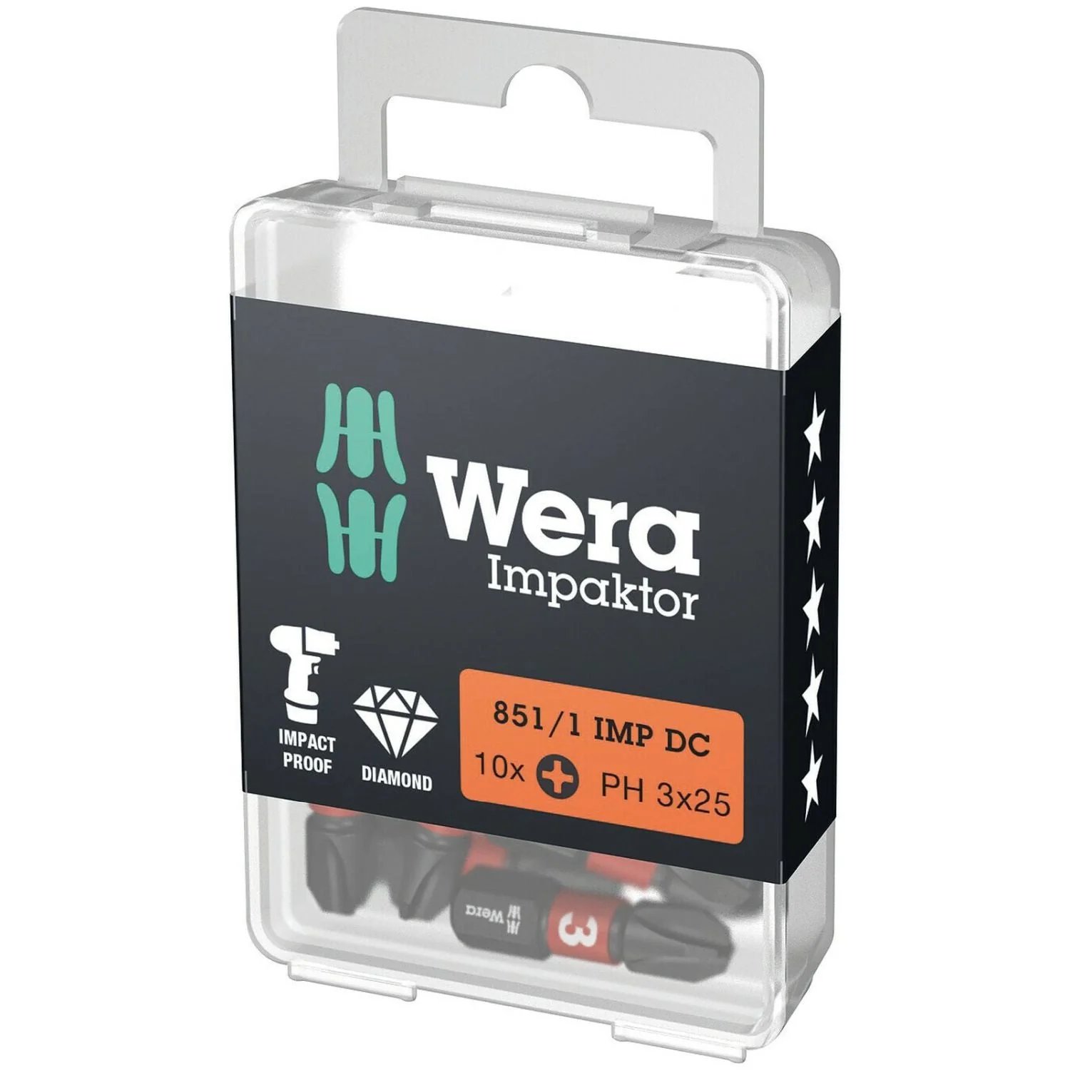 Wera 851/1 Imp Dc Ph Diy Impaktor Ph Bit, Ph 3x25-mm., 10-Pieces - Image 2