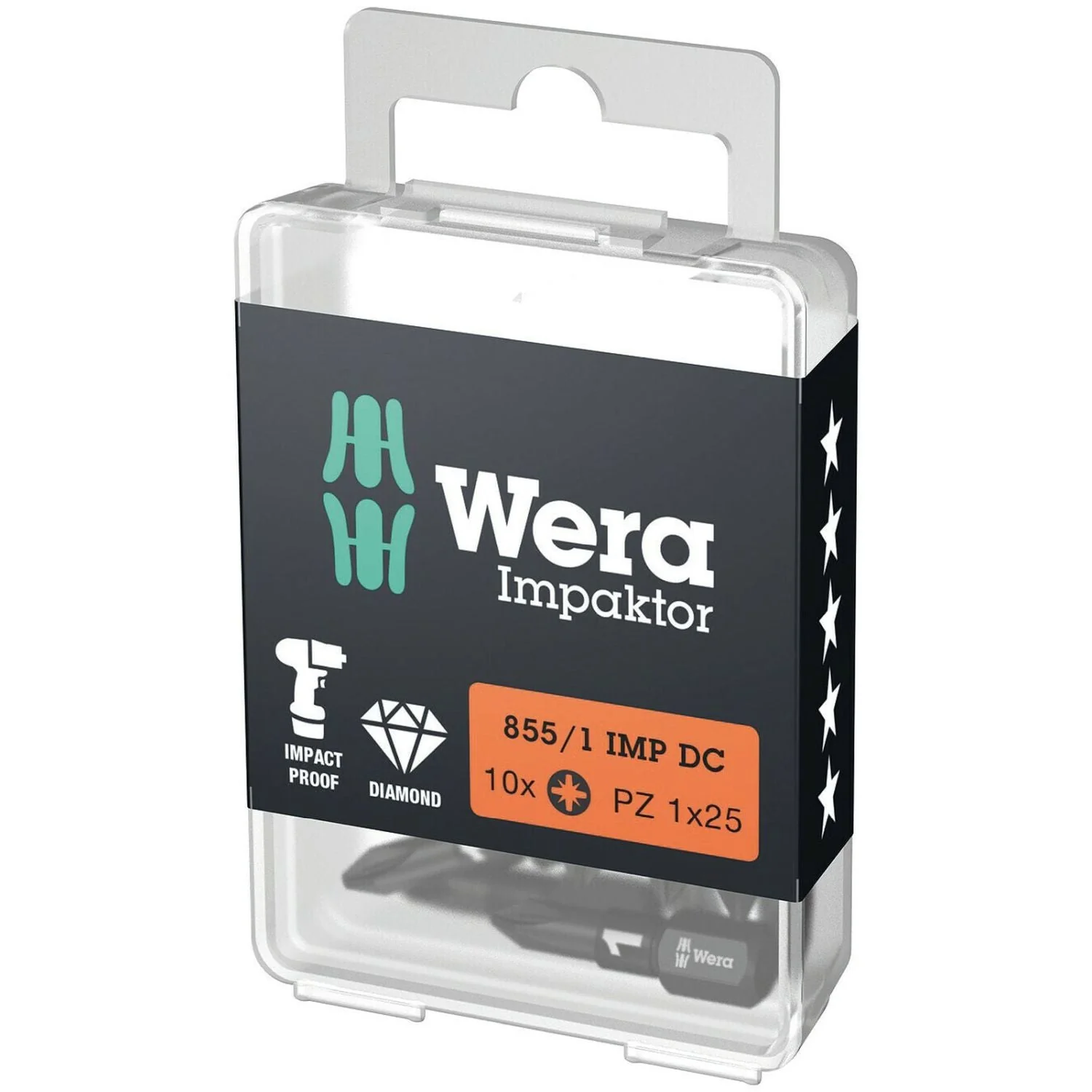 Wera 855/1 Imp Dc Pz Diy Impaktor Bit, Pz 1x25-mm., 10-Pieces - Image 1