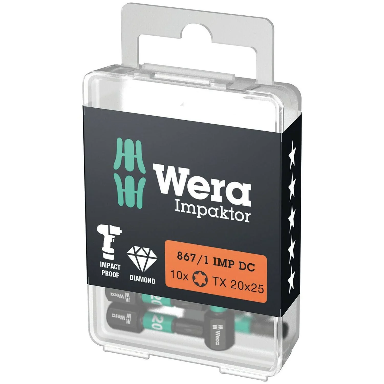 Wera 867/1 Imp Dc Torx Diy Impaktor Bit, Torx 20x25-mm., 10-Pieces - Image 1