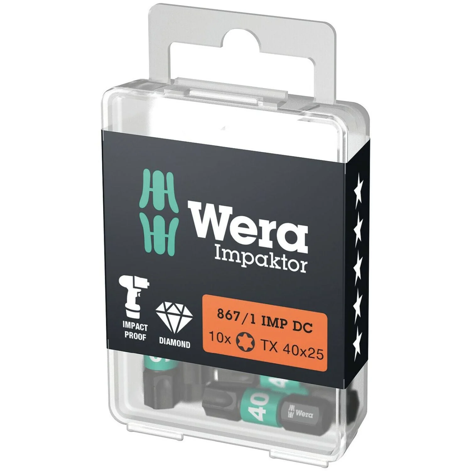 Wera 867/1 Imp Dc Torx Diy Impaktor Bit, Torx 40x25-mm., 10-Pieces - Image 1