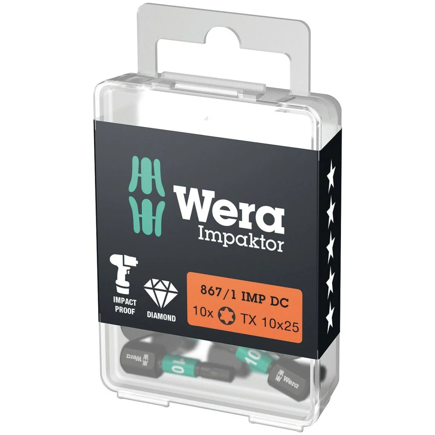 Wera 867/1 Imp Dc Torx Diy Impaktor Bit, Torx 10x25-mm., 10-Pieces - Image 1