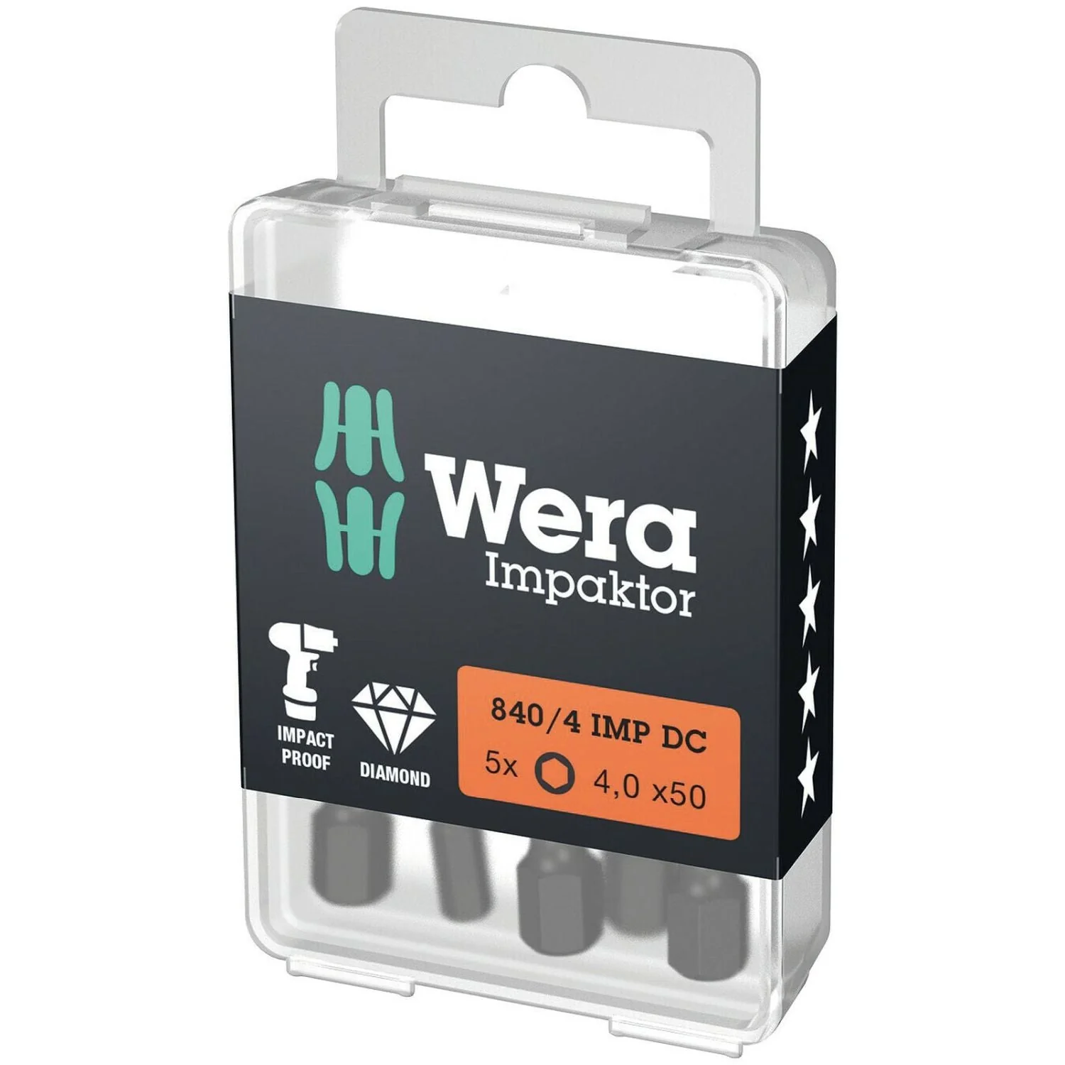 Wera 840/4 Imp Dc Hex-Plus Diy Impaktor Bit, 4x50-mm., 5-Pieces - Image 1