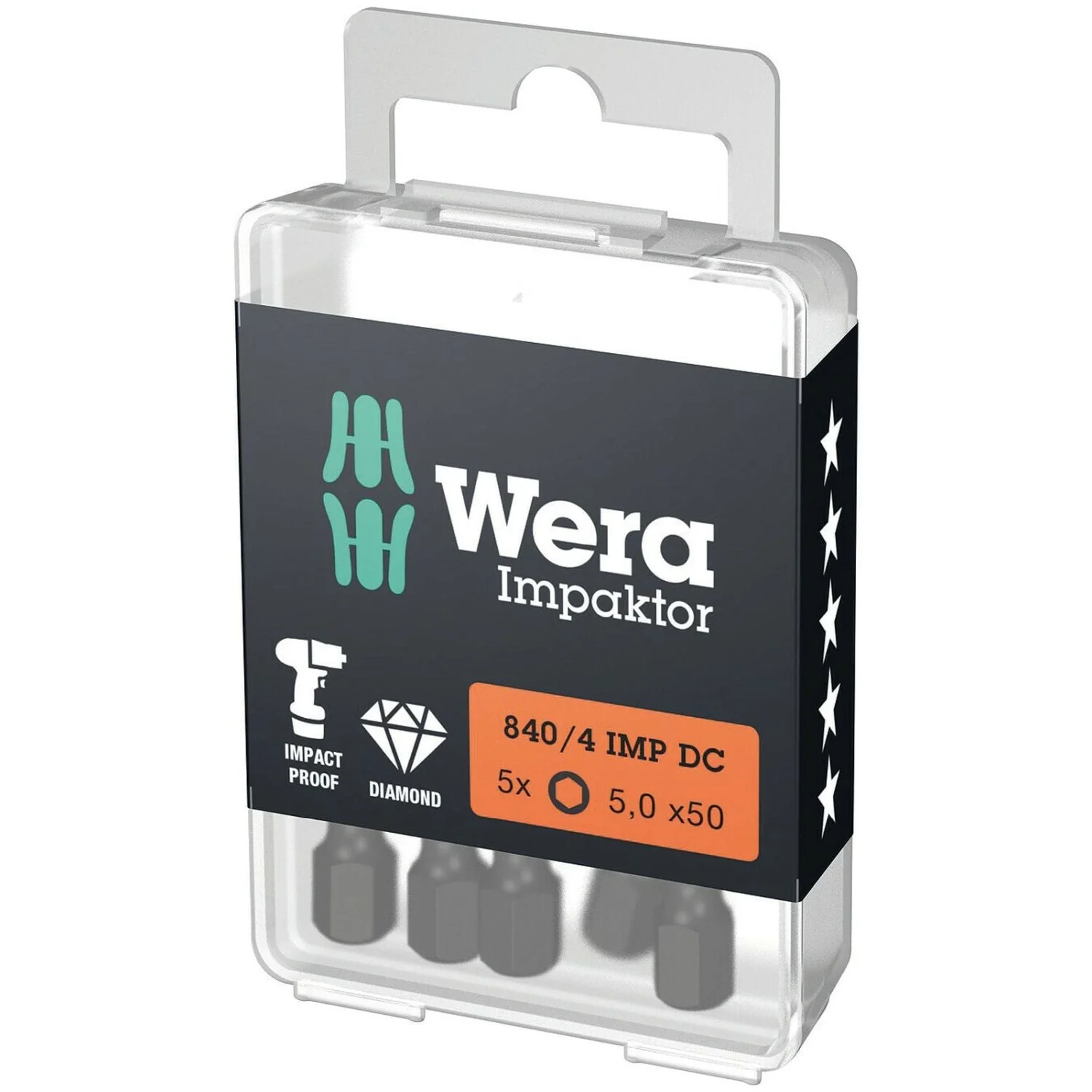 Wera 840/4 Imp Dc Hex-Plus Diy Impaktor Bit, 5x50-mm., 5-Pieces - Image 2