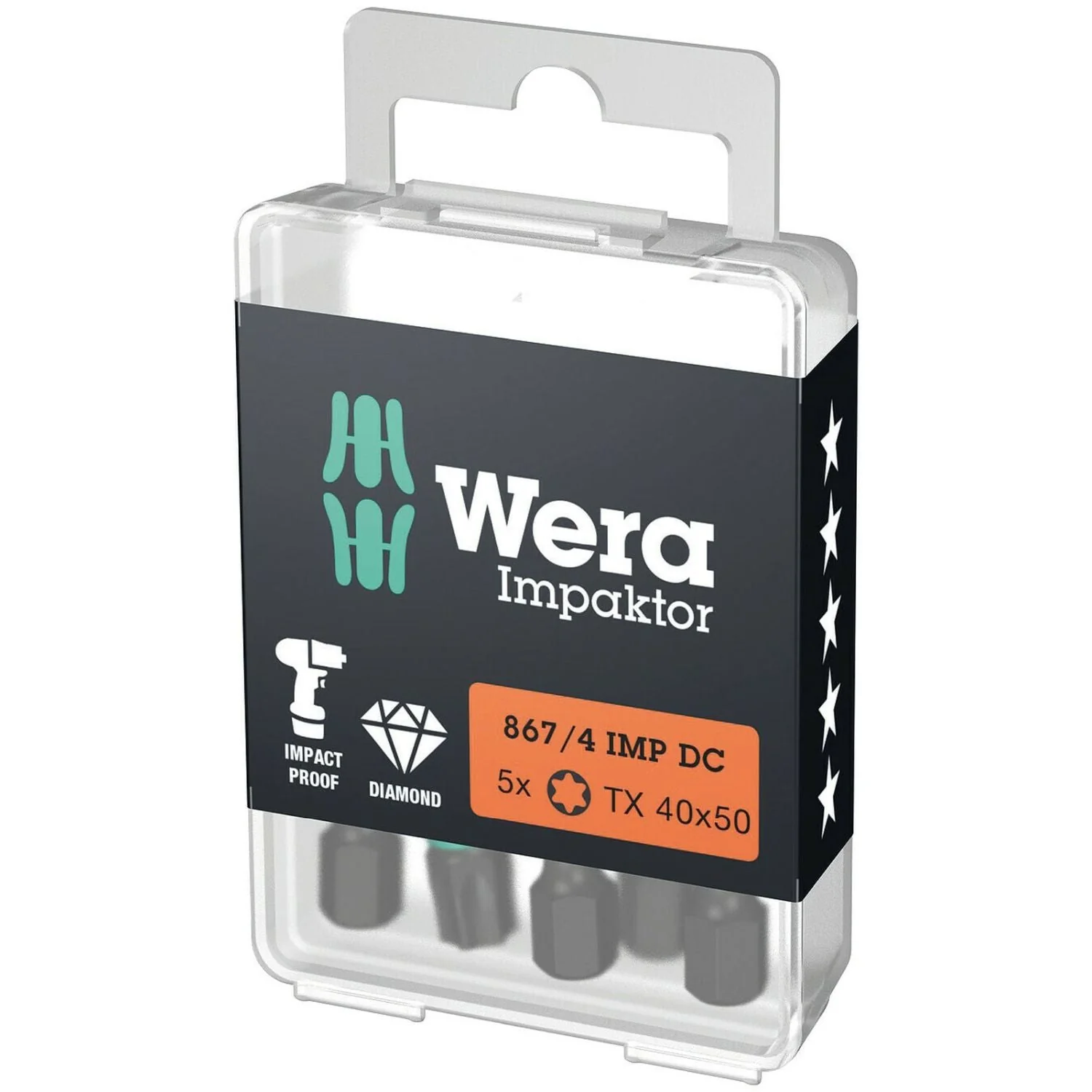 Wera 867/4 Imp Dc Torx Diy Impaktor Bit, Torx 40x50-mm., 5-Pieces - Image 1
