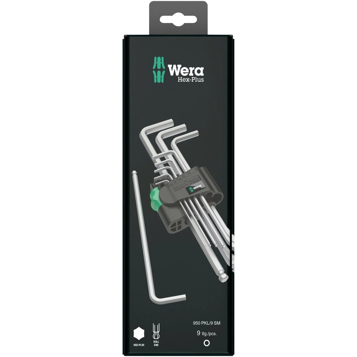 Wera 950/9 Hex-Plus 1 SB L-Key Set, Metric, Chrome-Plated, 9-Pieces - Image 1