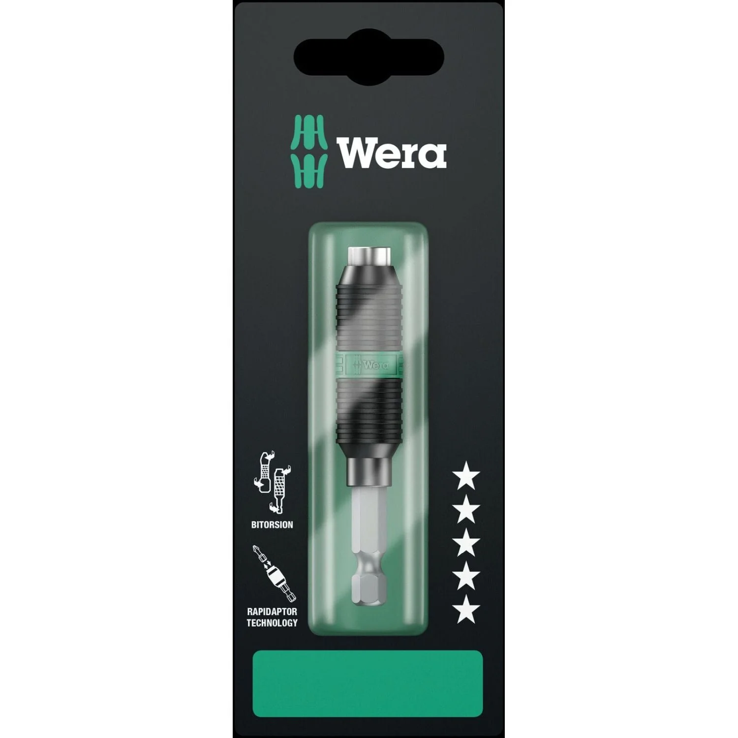 Wera 897/4 R SB Rapidaptor Bitorsion Universal Bit Holder, 1/4-in.x75-mm. - Image 2