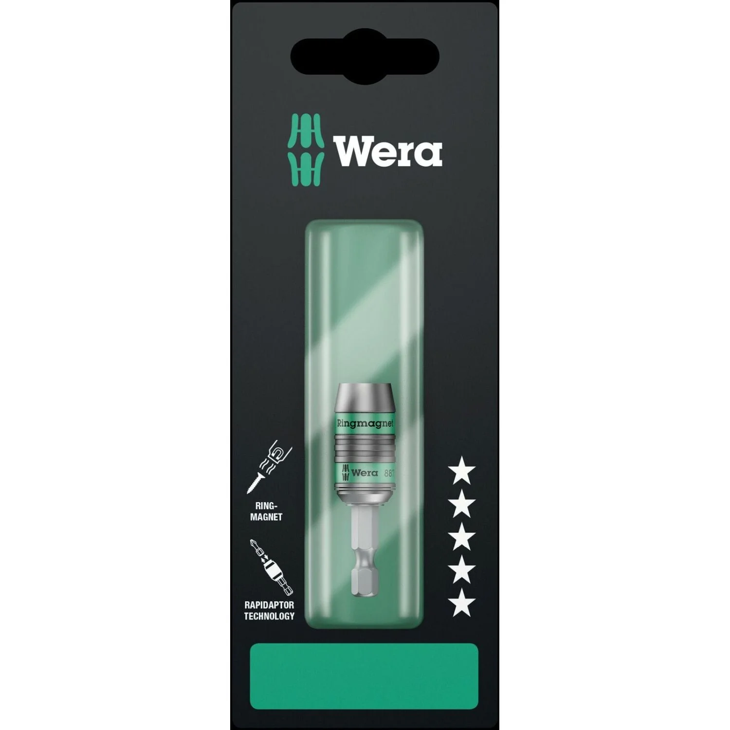 Wera 887/4 Rr SB Rapidaptor Universal Bit Holder With Ring Magnet, 1/4-in.x57-mm. - Image 2