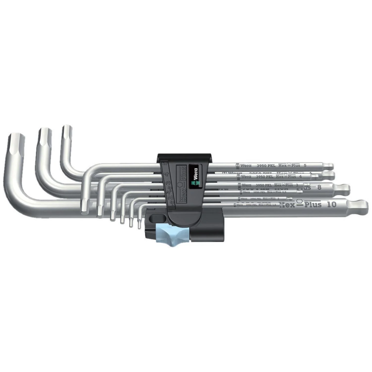 Wera 3950/9 Hex-Plus Stainless 1 SB L-Key Set, Metric, Stainless, 9-Pieces - Image 1